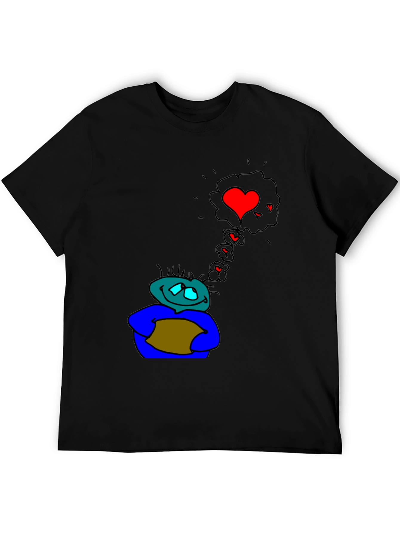 Cartoon Character Heart Dream Black T-Shirt