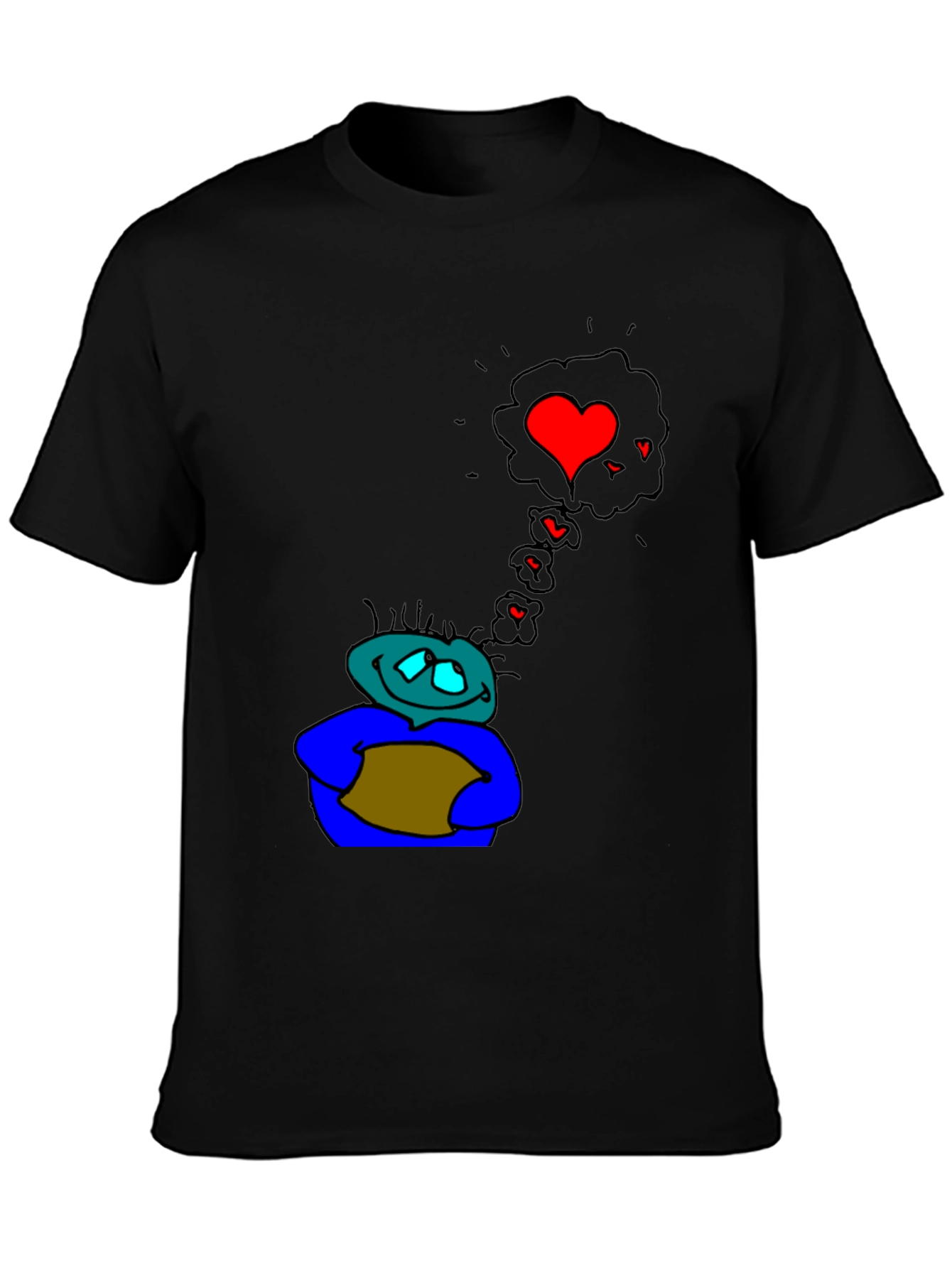 Cartoon Character Heart Dream Black T-Shirt