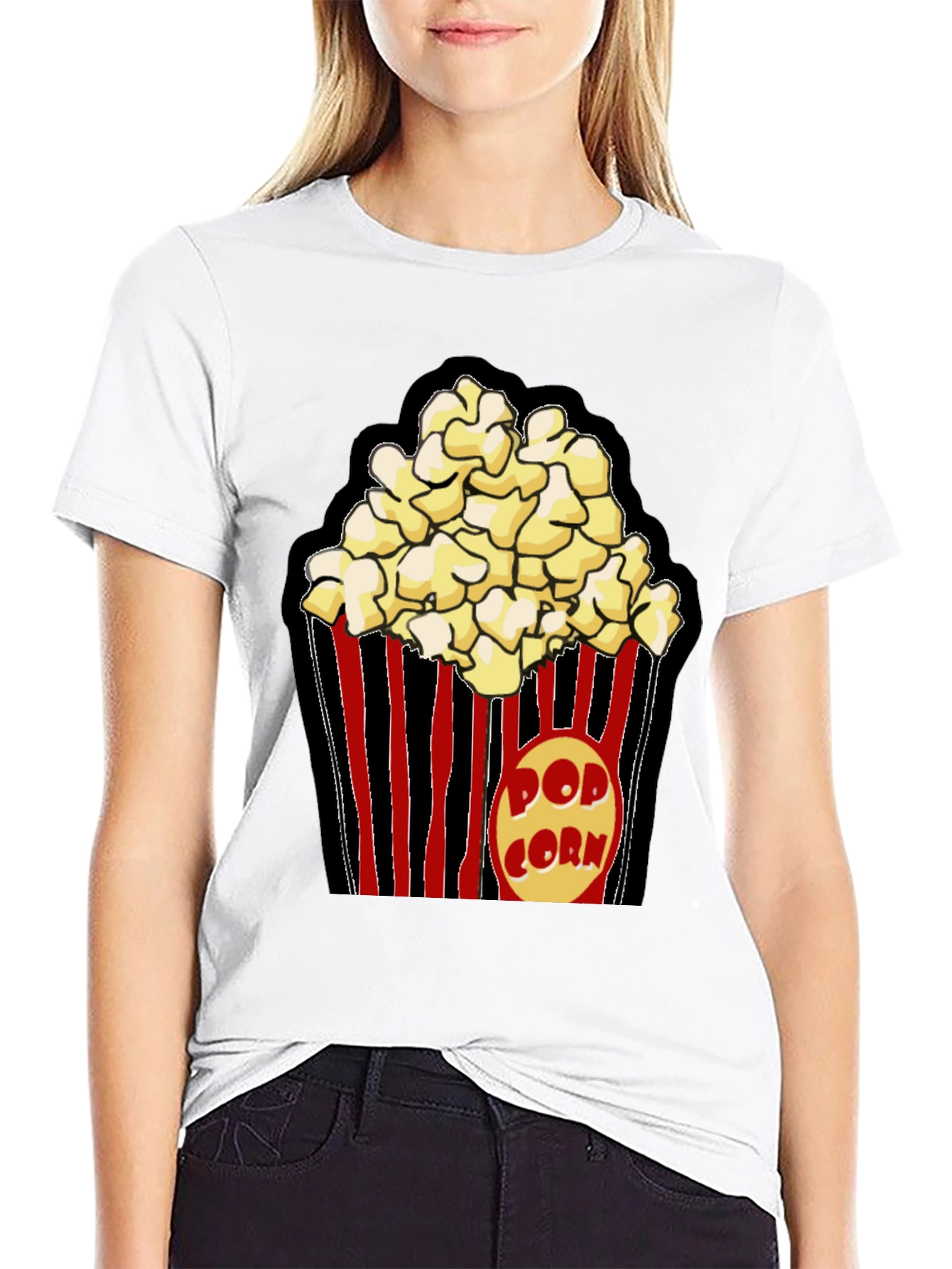 Popcorn Graphic Black T-Shirt