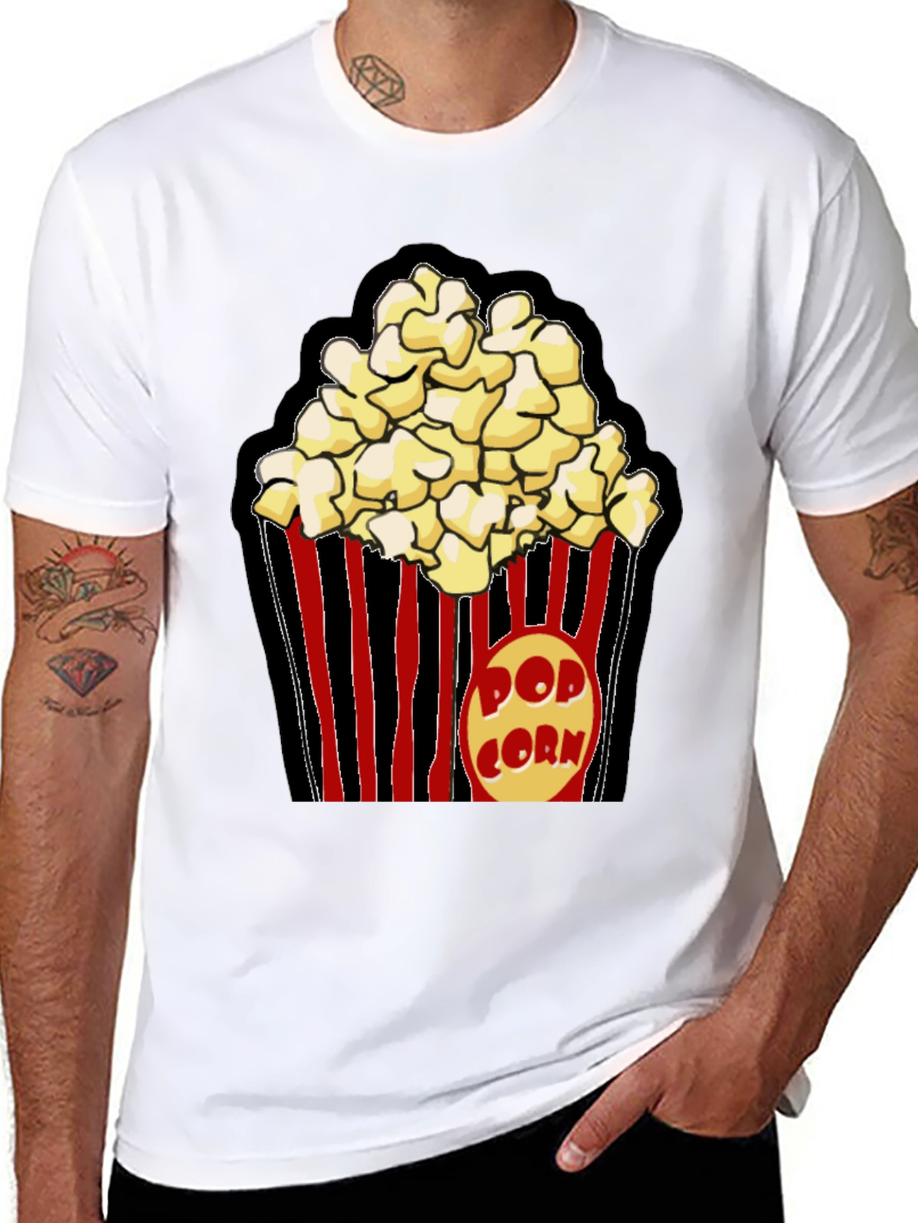 Popcorn Graphic Black T-Shirt