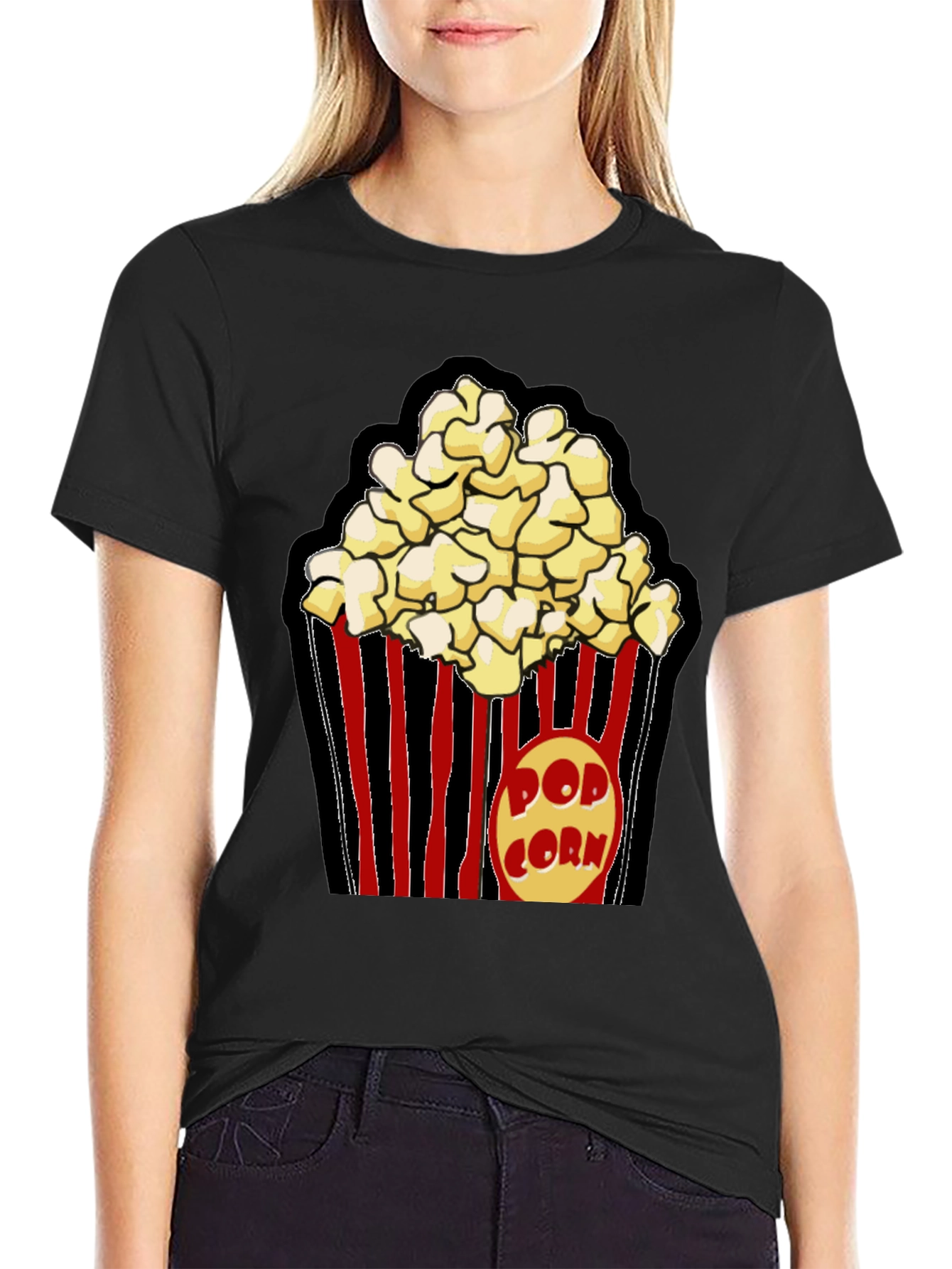 Popcorn Graphic Black T-Shirt