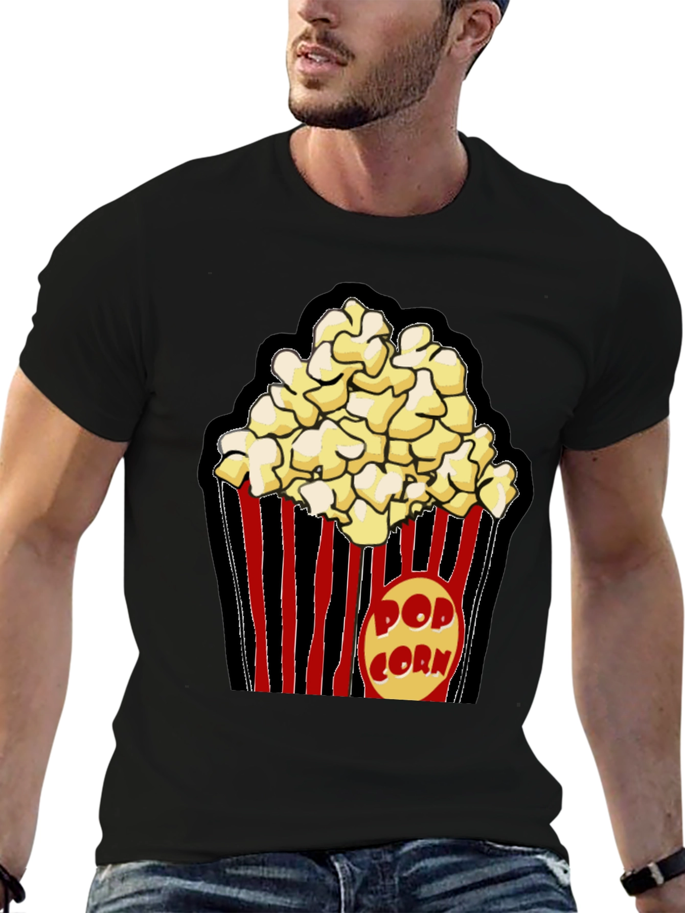 Popcorn Graphic Black T-Shirt