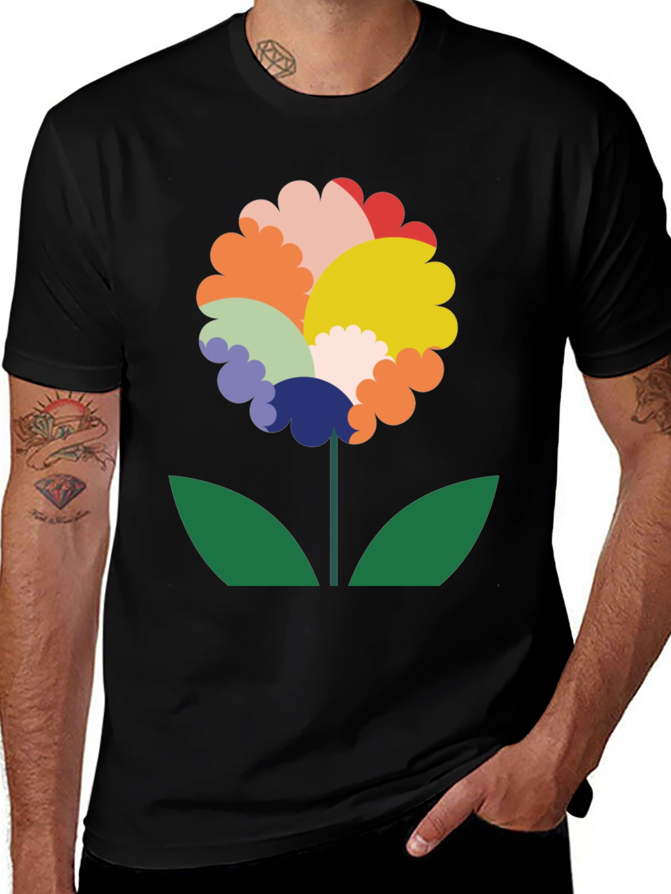 Funky Floral Graphic Tee - Black