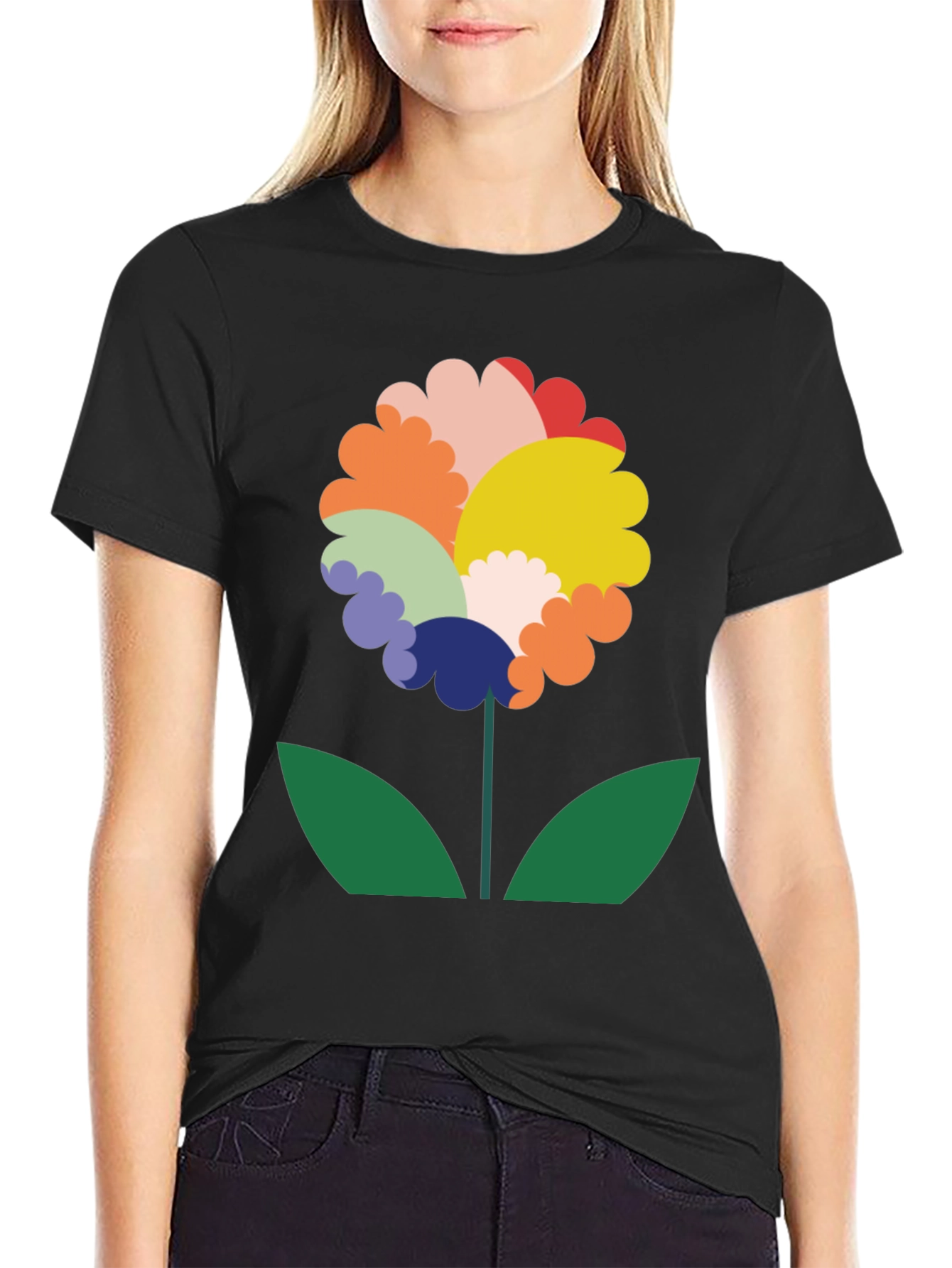 Funky Floral Graphic Tee - Black
