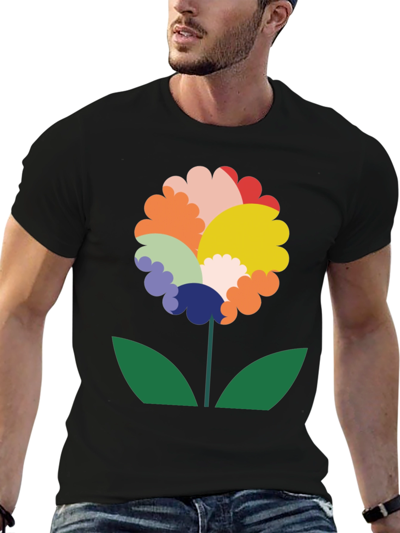 Funky Floral Graphic Tee - Black