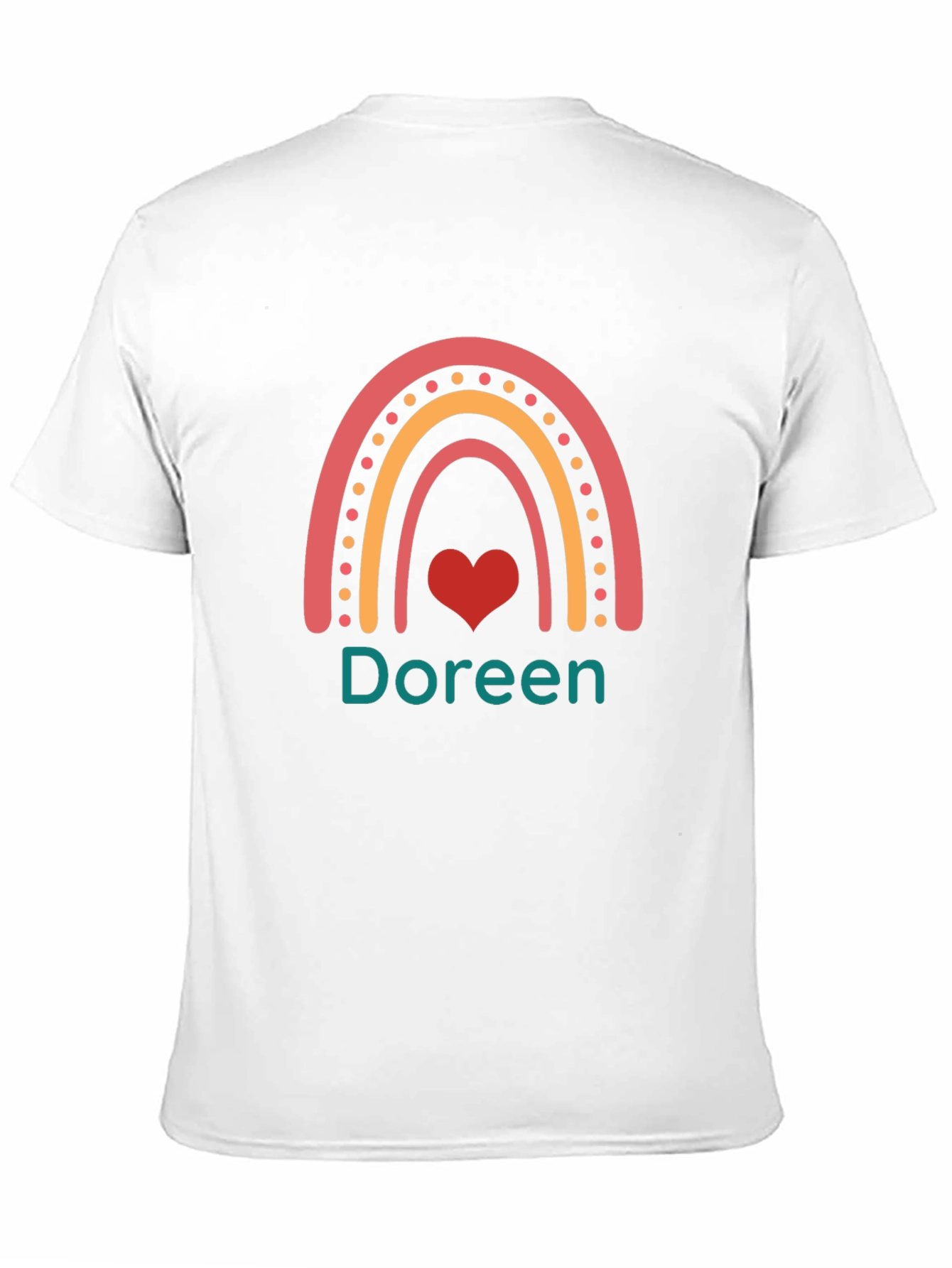 Doreen Rainbow Heart T-Shirt - Custom Name Tee
