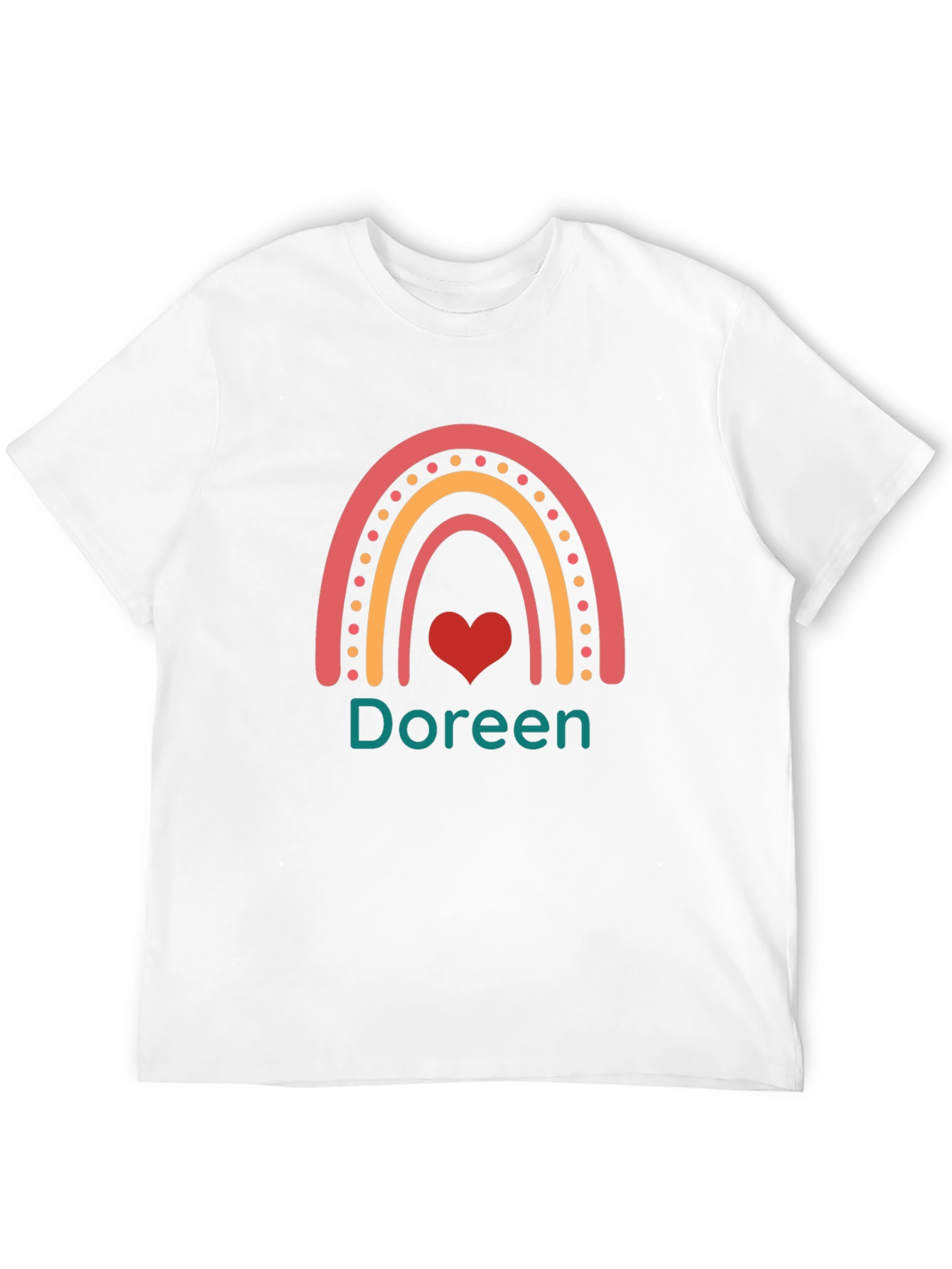 Doreen Rainbow Heart T-Shirt - Custom Name Tee