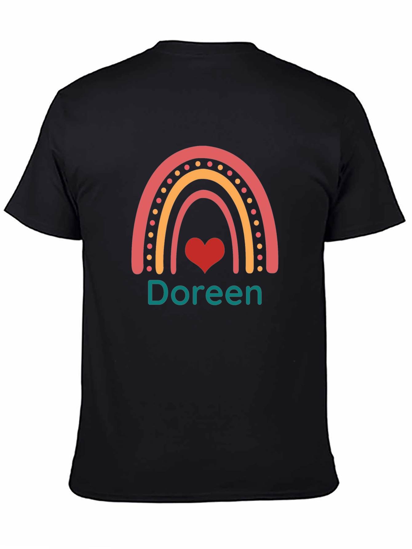 Doreen Rainbow Heart T-Shirt - Custom Name Tee