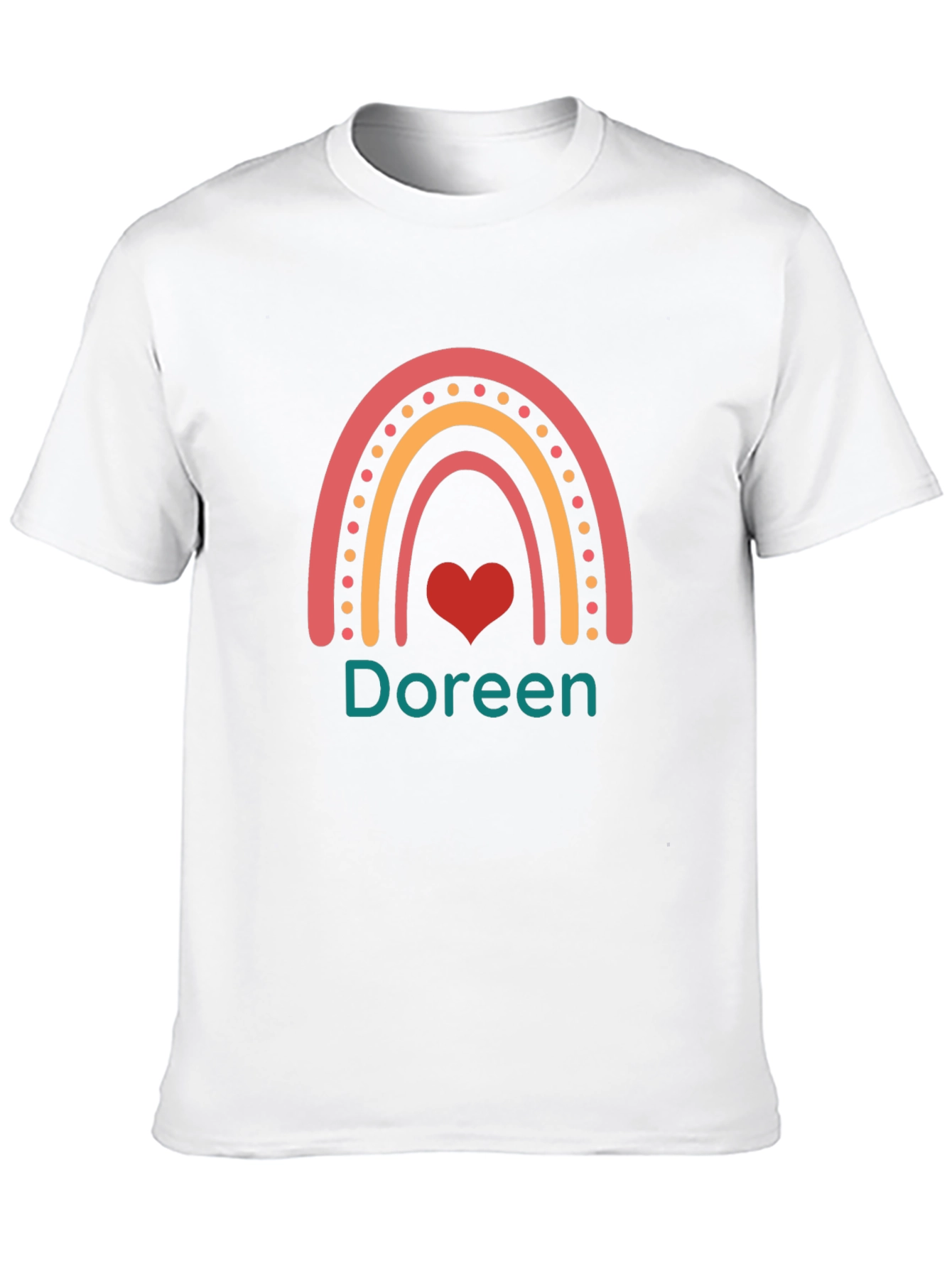 Doreen Rainbow Heart T-Shirt - Custom Name Tee