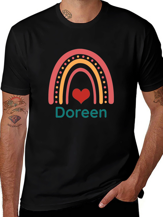 Doreen Rainbow Heart T-Shirt - Custom Name Tee