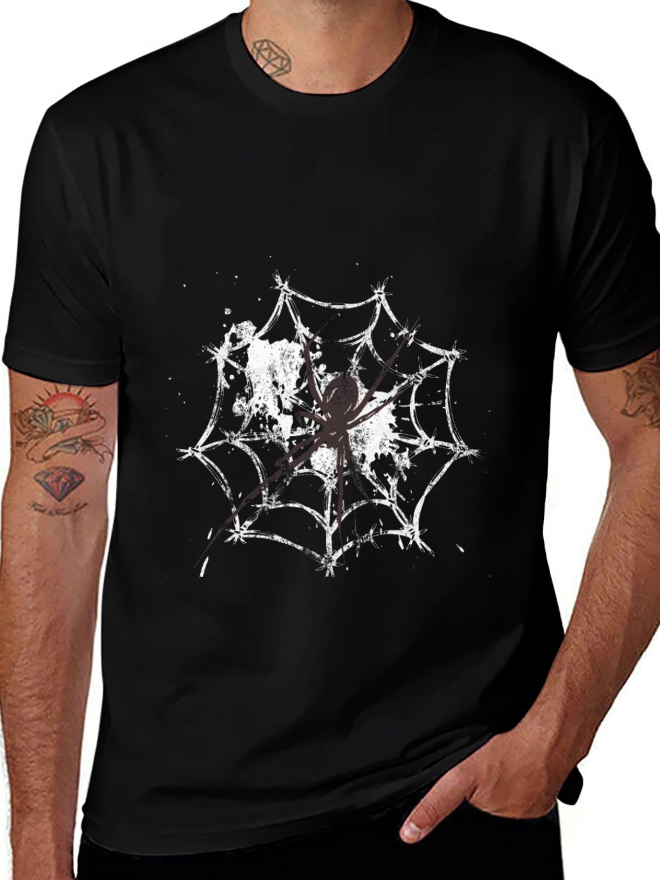 Spider Web Graphic Tee - Creepy Cool T-Shirt