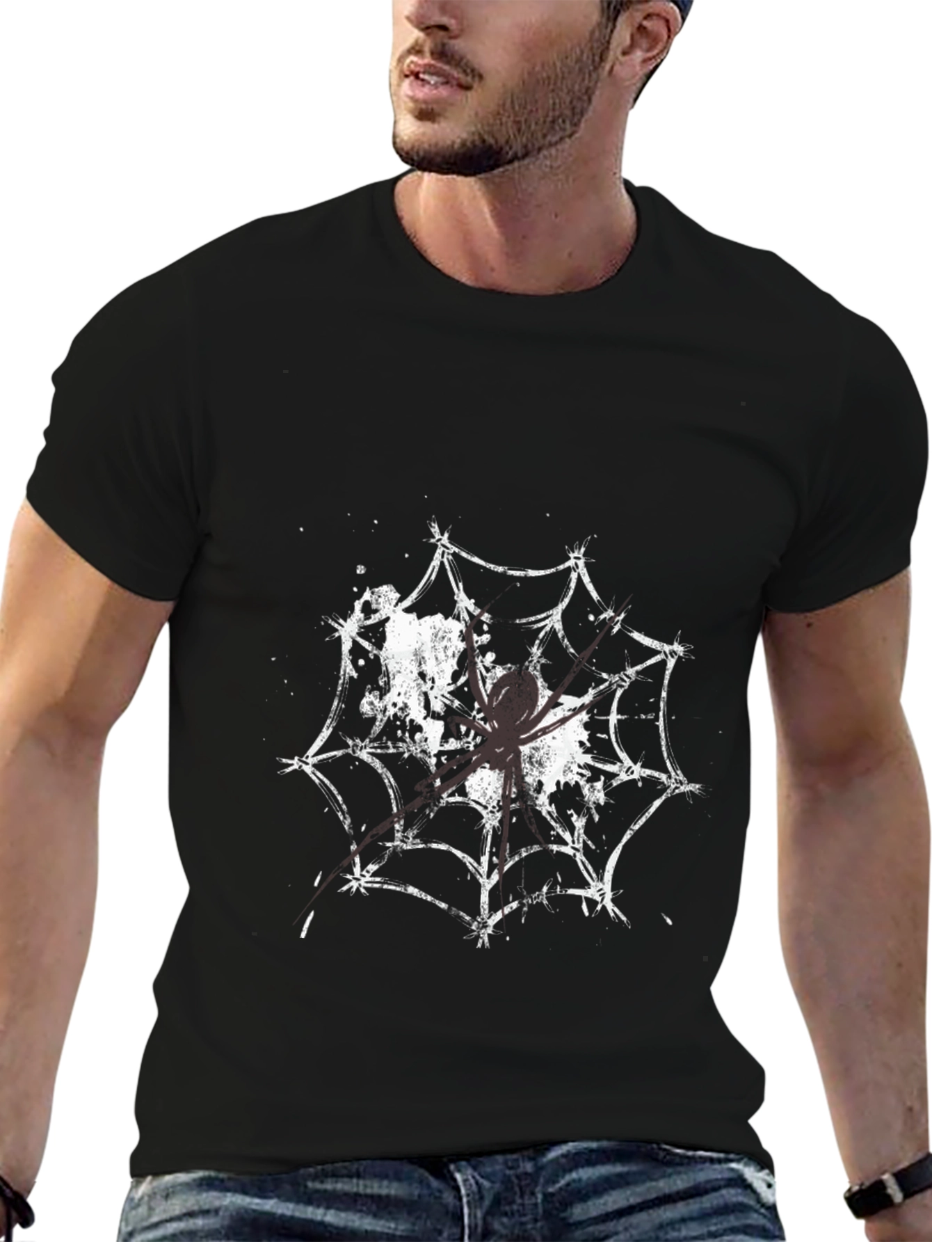 Spider Web Graphic Tee - Creepy Cool T-Shirt
