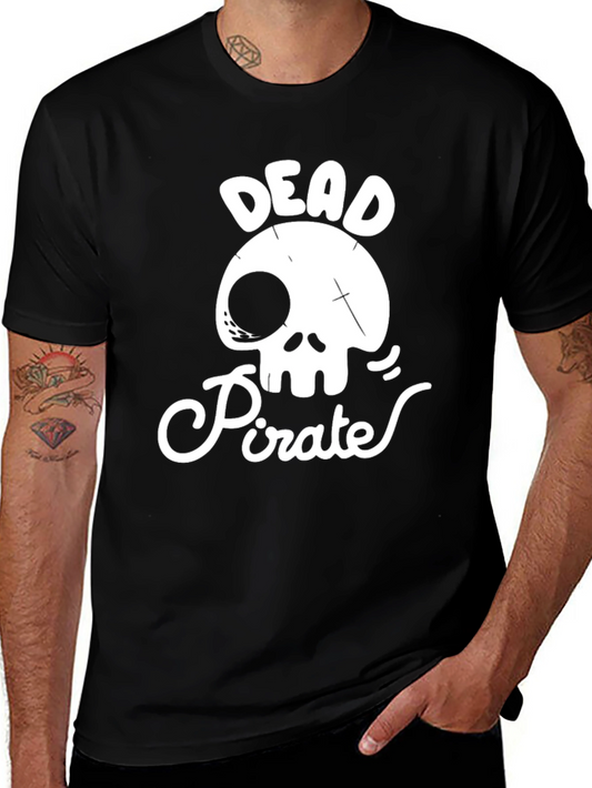 Dead Pirate Graphic T-Shirt Skull Tee Mens Black Cotton