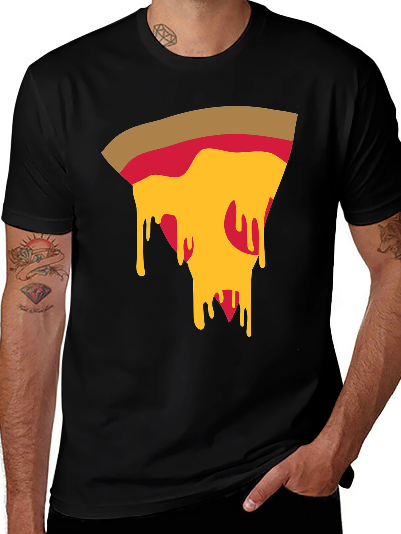 Pizza Slice Graphic Tee - Casual Black T-Shirt