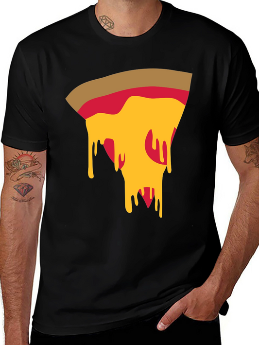 Pizza Slice Graphic Tee - Casual Black T-Shirt