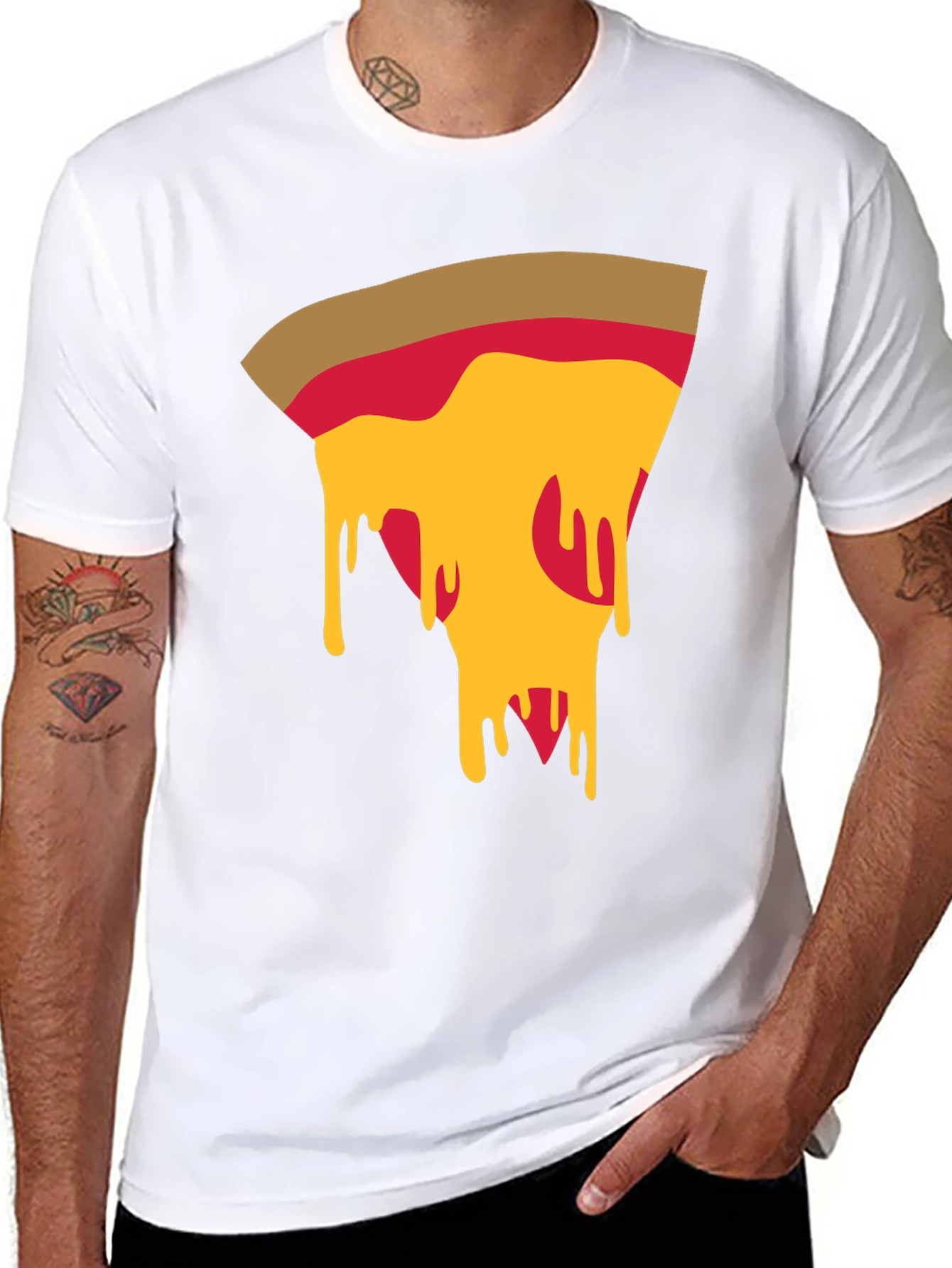 Pizza Slice Graphic Tee - Casual Black T-Shirt