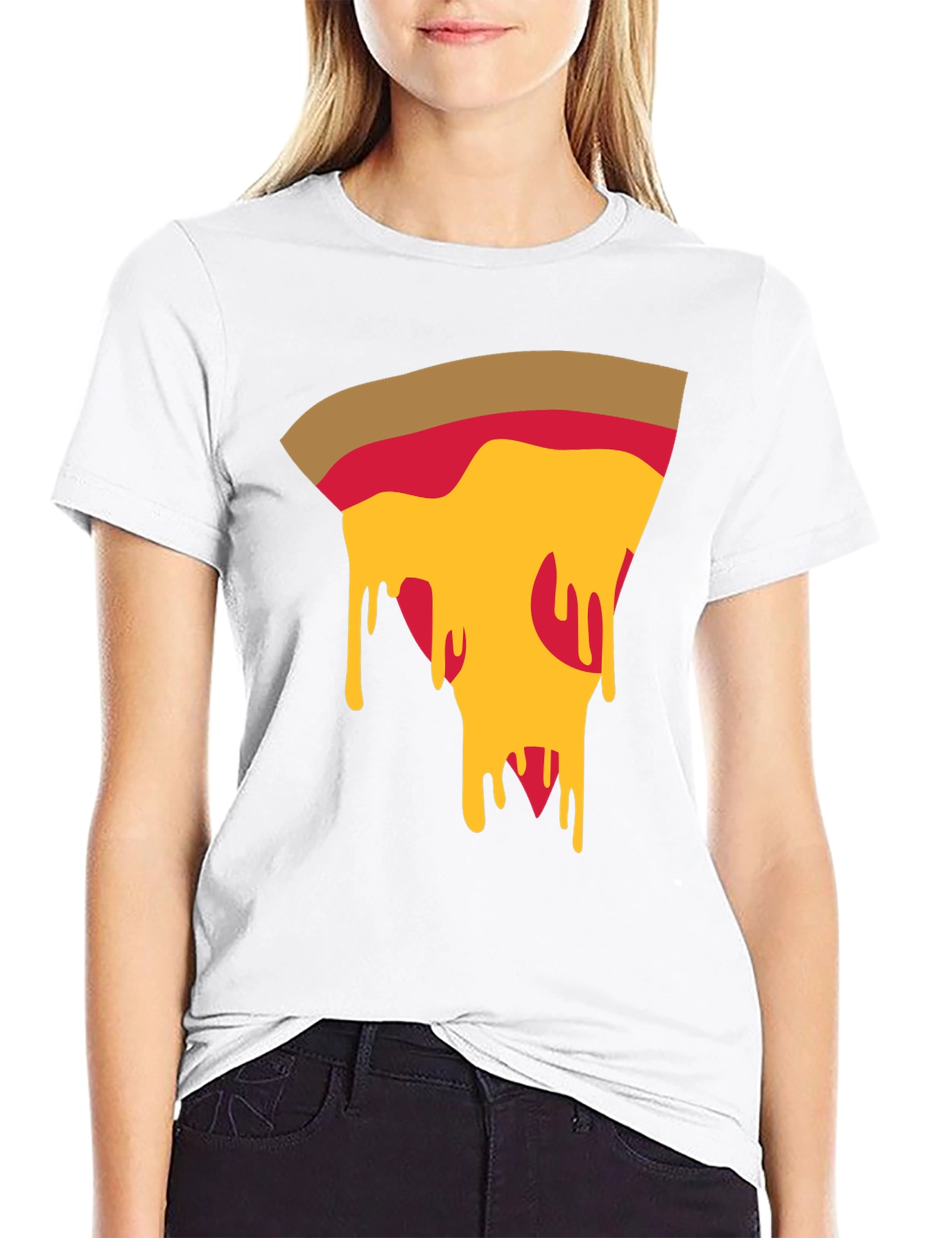 Pizza Slice Graphic Tee - Casual Black T-Shirt