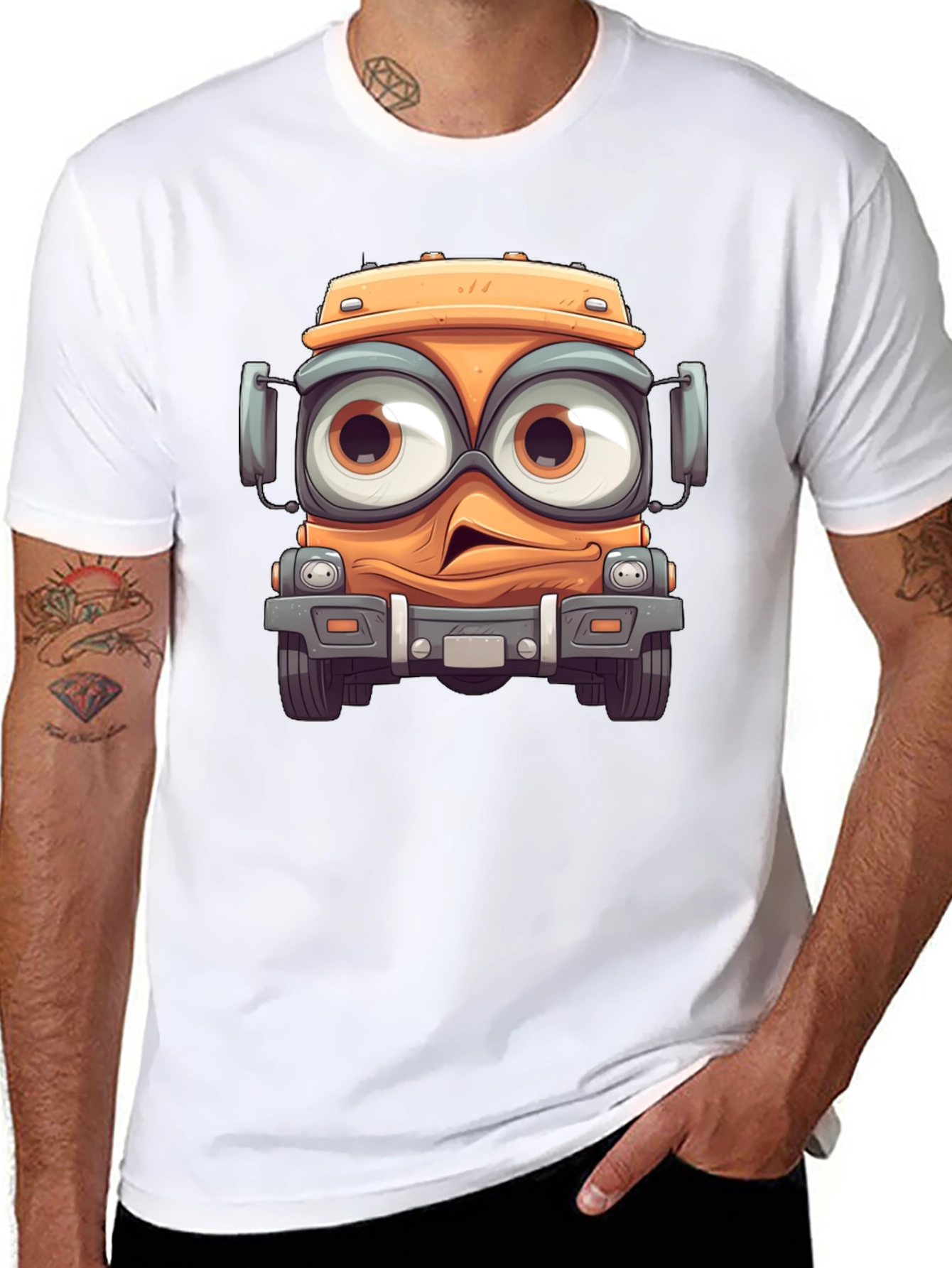 Cartoon Truck Graphic Black T-Shirt