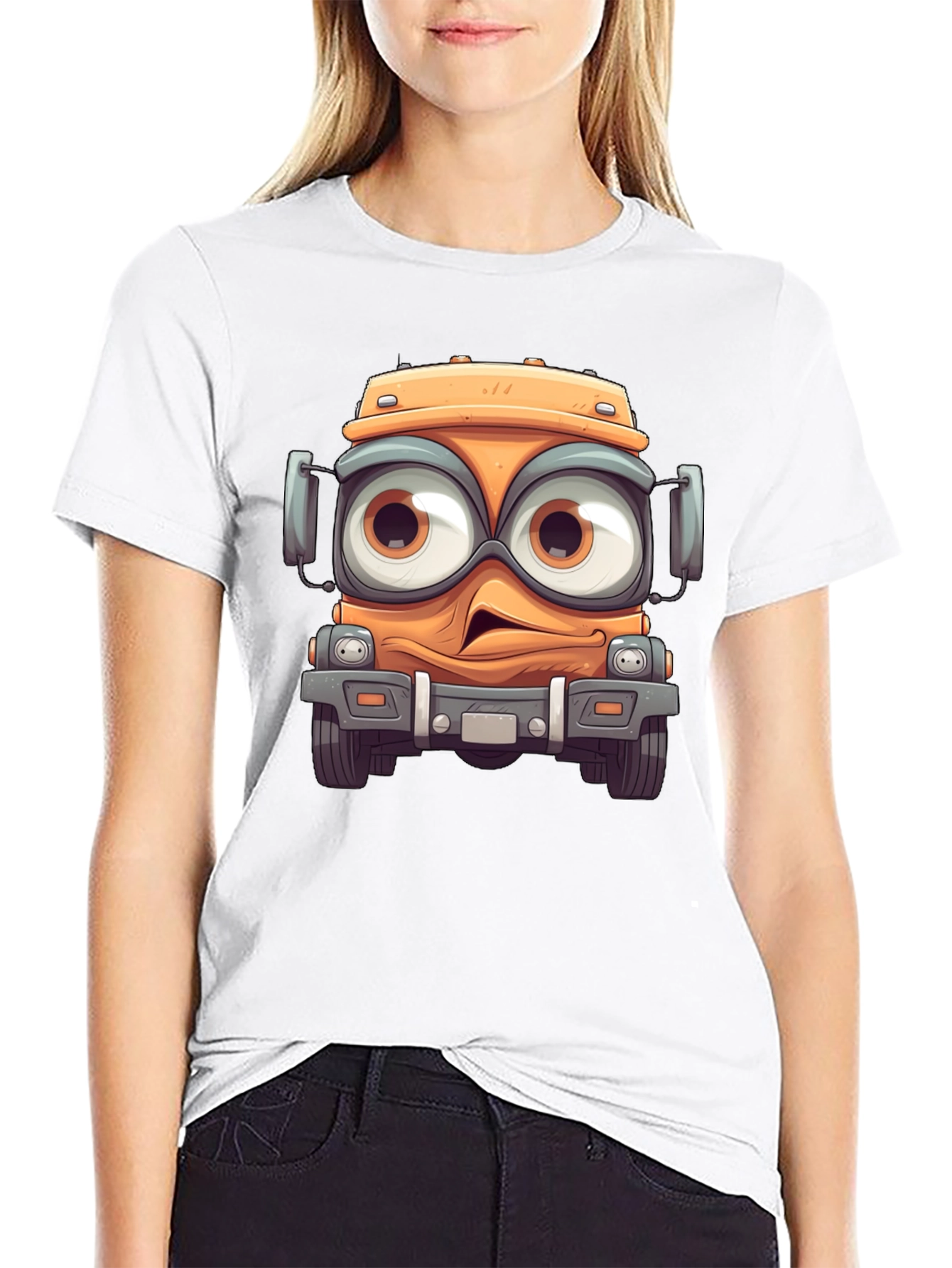 Cartoon Truck Graphic Black T-Shirt