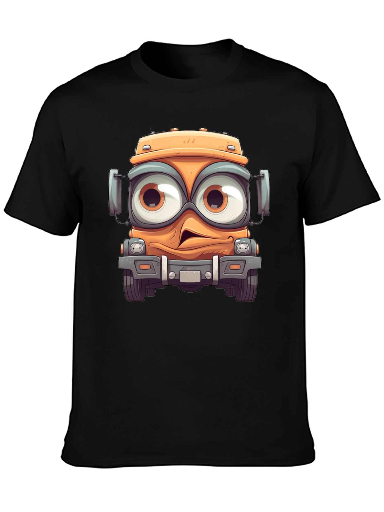 Cartoon Truck Graphic Black T-Shirt