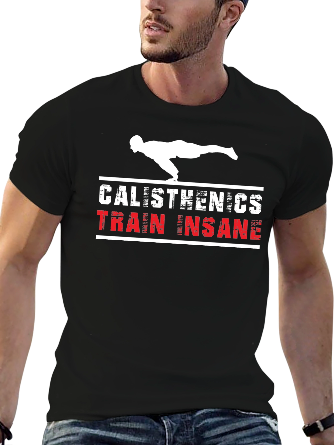 Calisthenics Train Insane Black Graphic T-Shirt