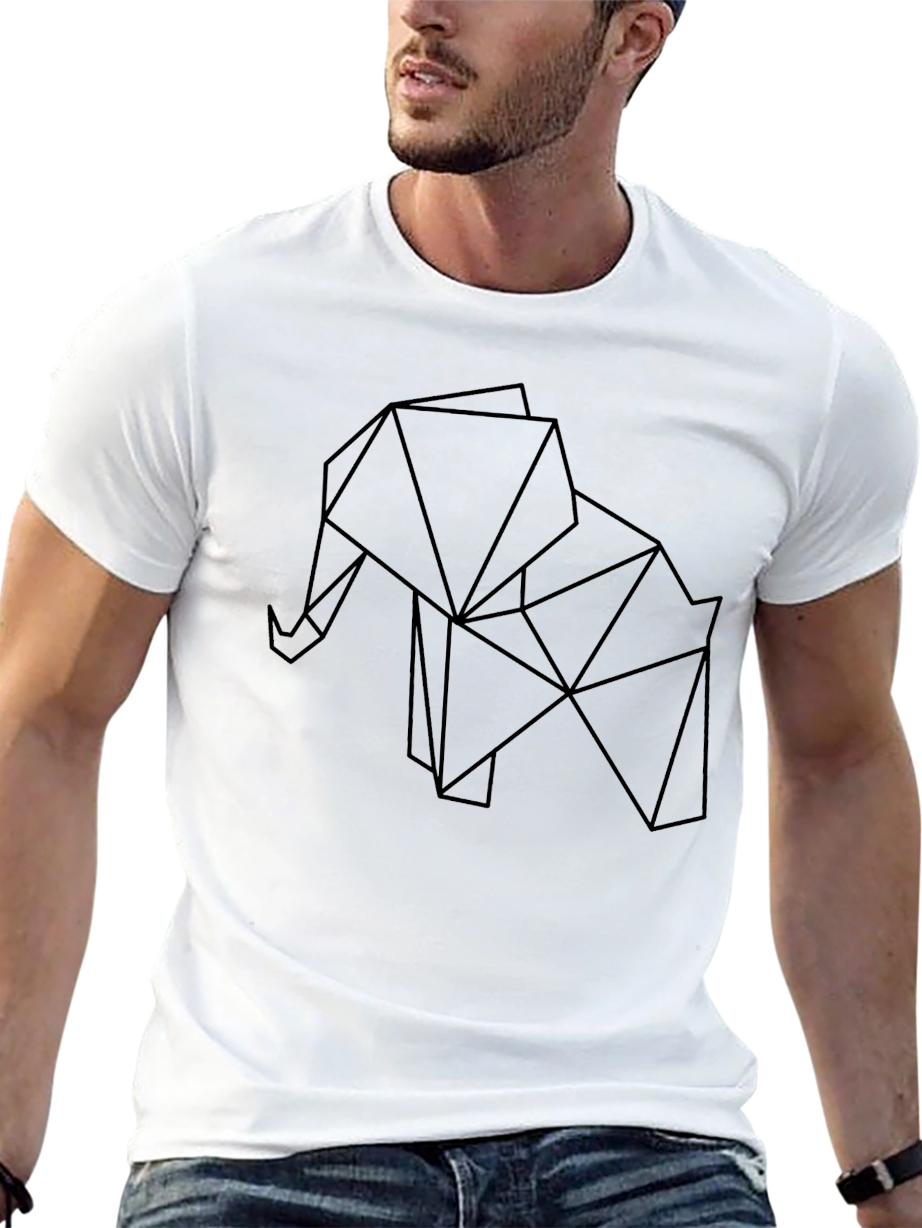 Geometric Elephant Black T-Shirt