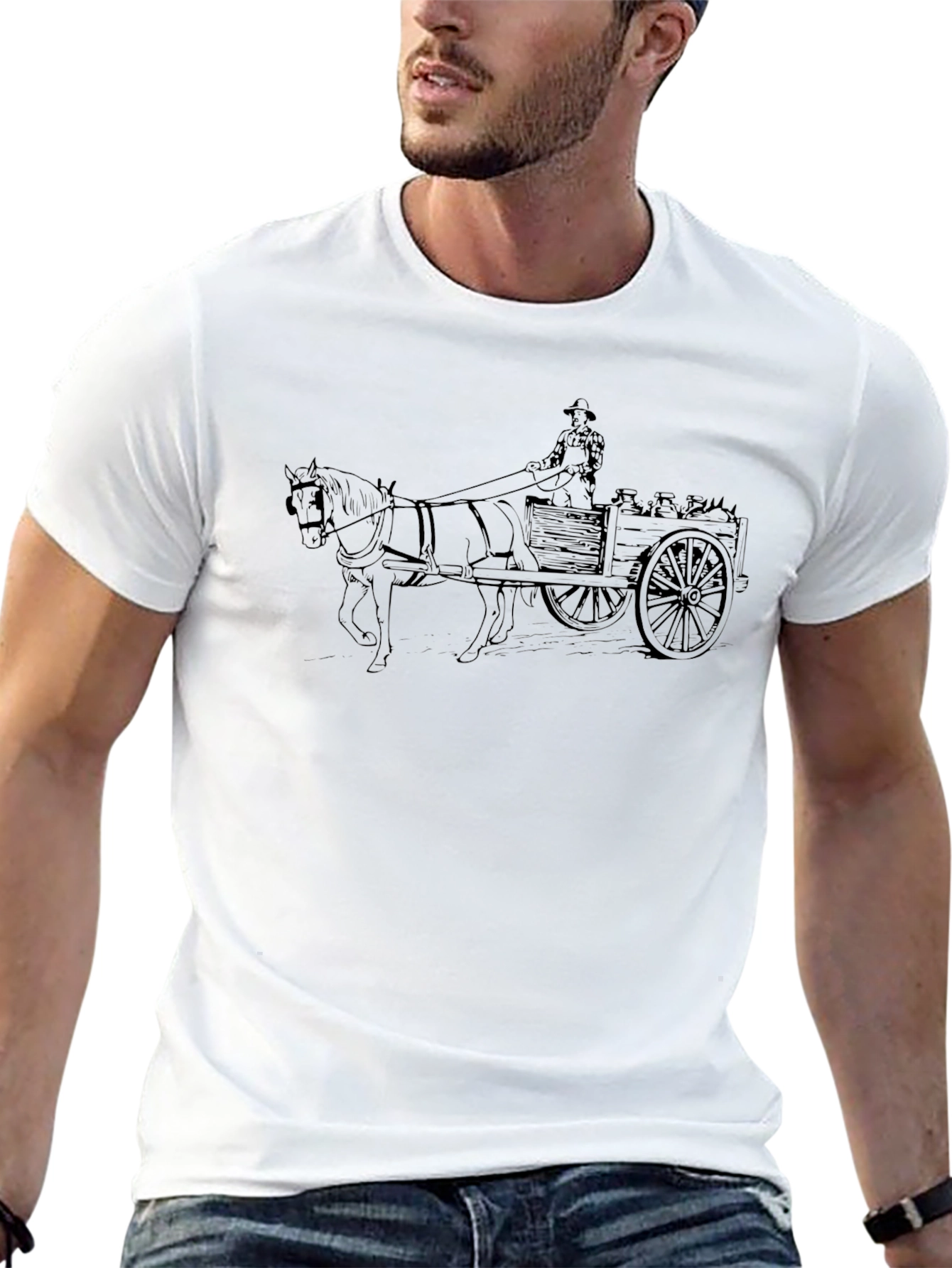 Horse-Drawn Cart Black T-Shirt