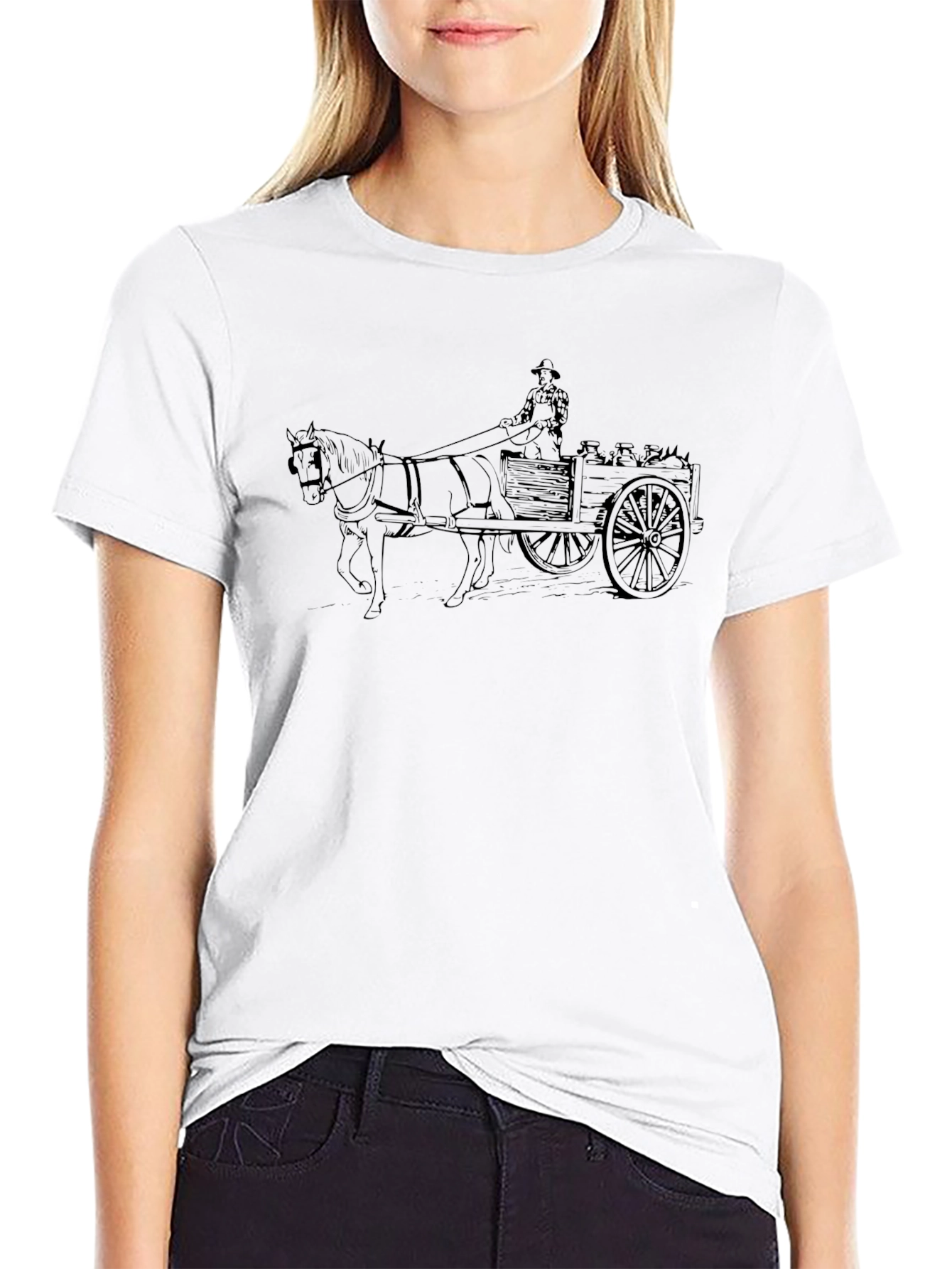Horse-Drawn Cart Black T-Shirt