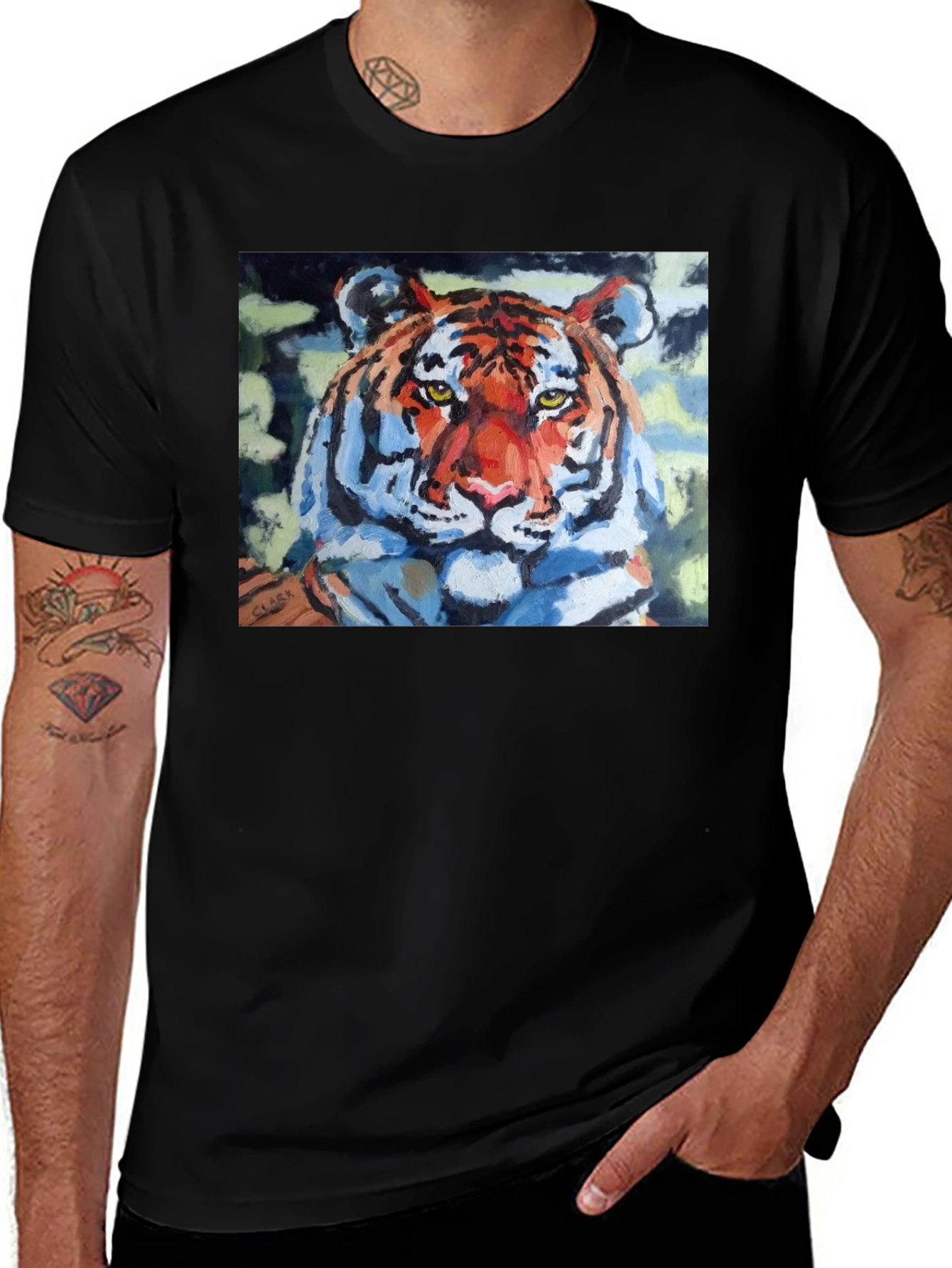 Tiger Graphic Print Crew Neck T-Shirt