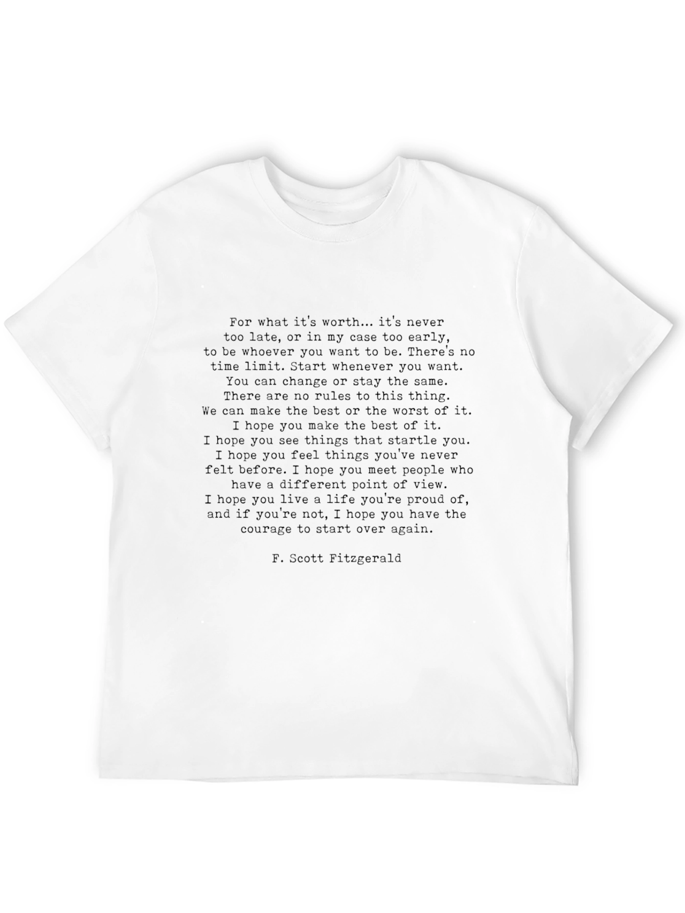 Inspirational F. Scott Fitzgerald Quote Black T-Shirt