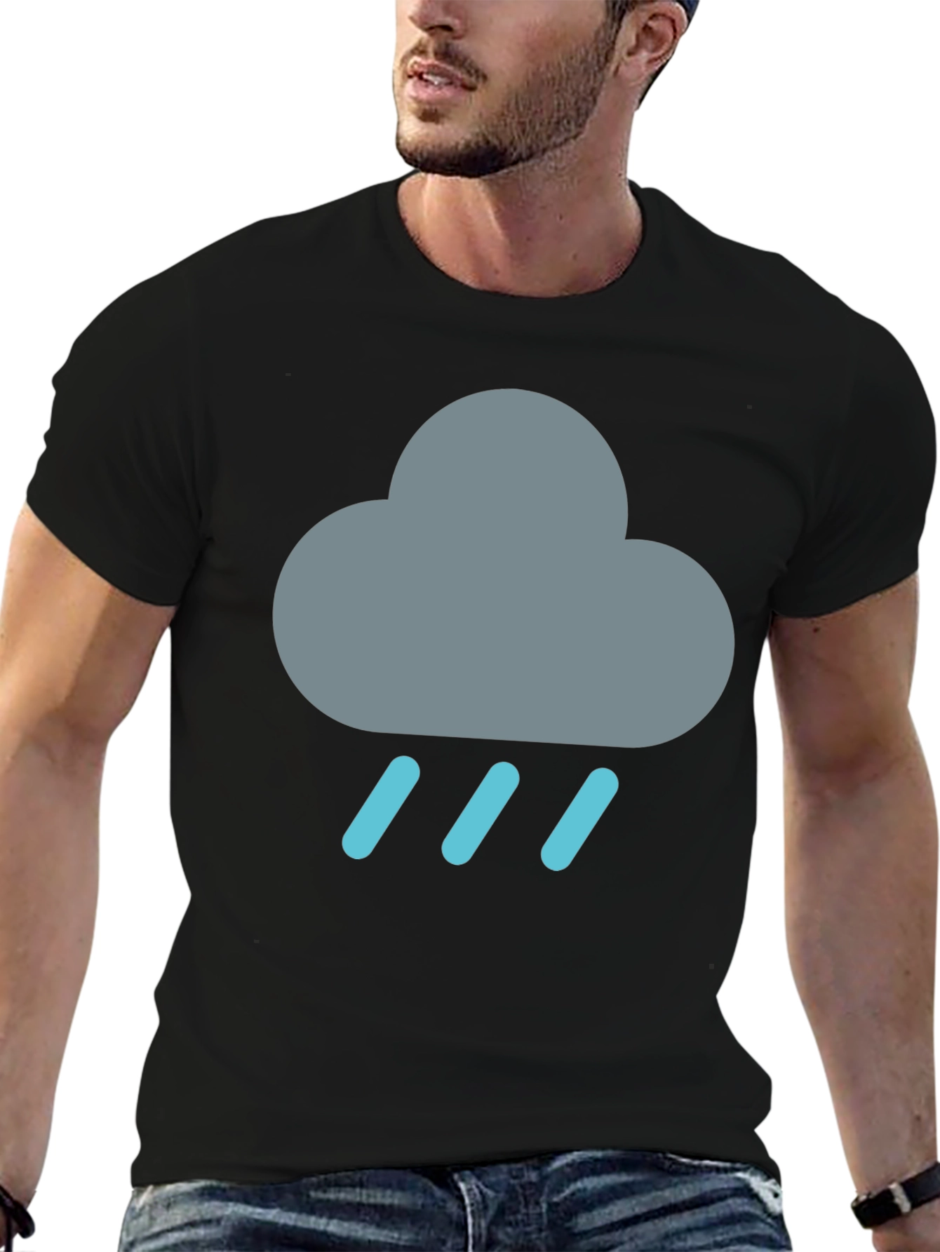 Rainy Cloud Graphic Tee - Black Cotton T-Shirt
