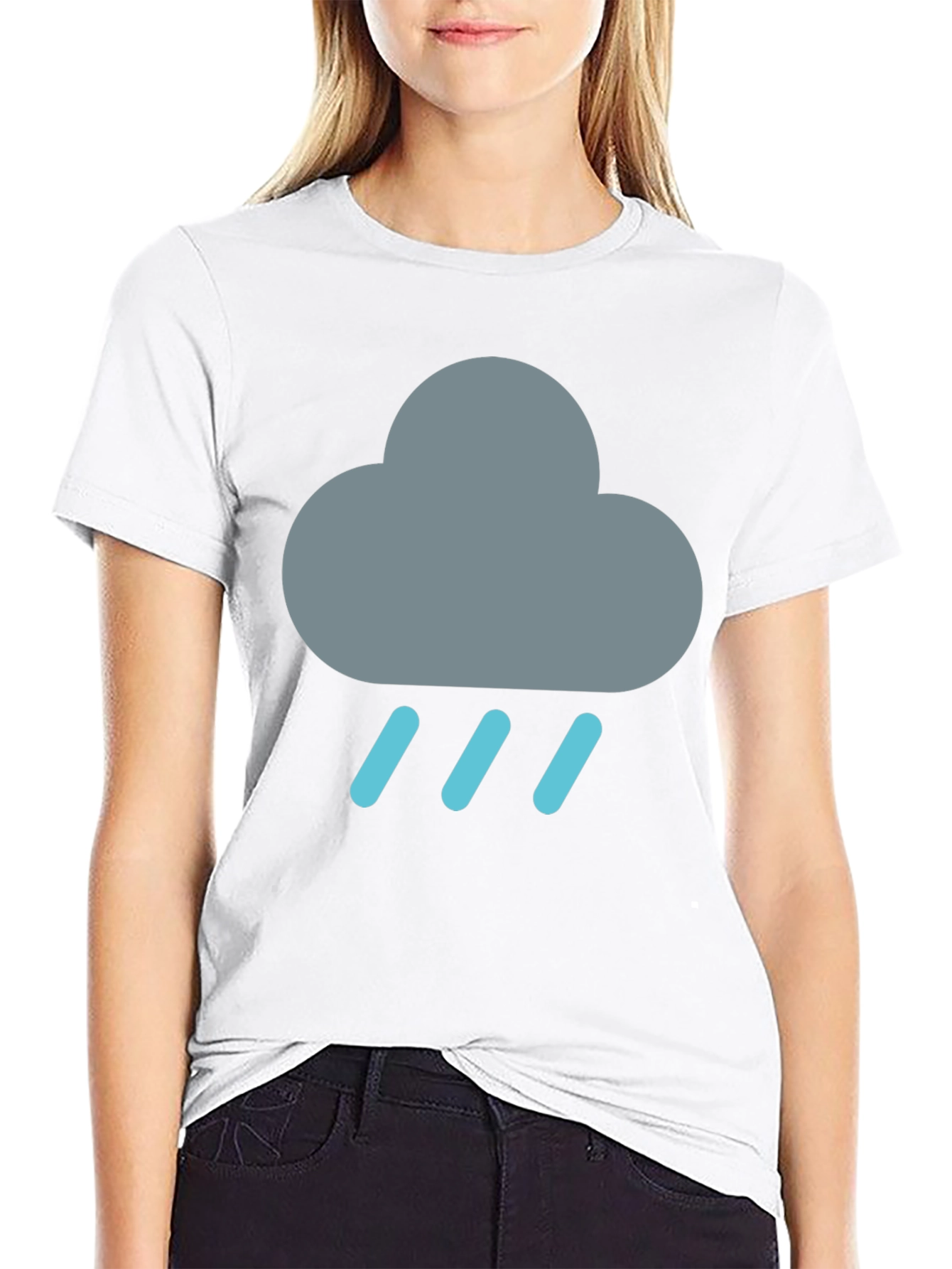 Rainy Cloud Graphic Tee - Black Cotton T-Shirt