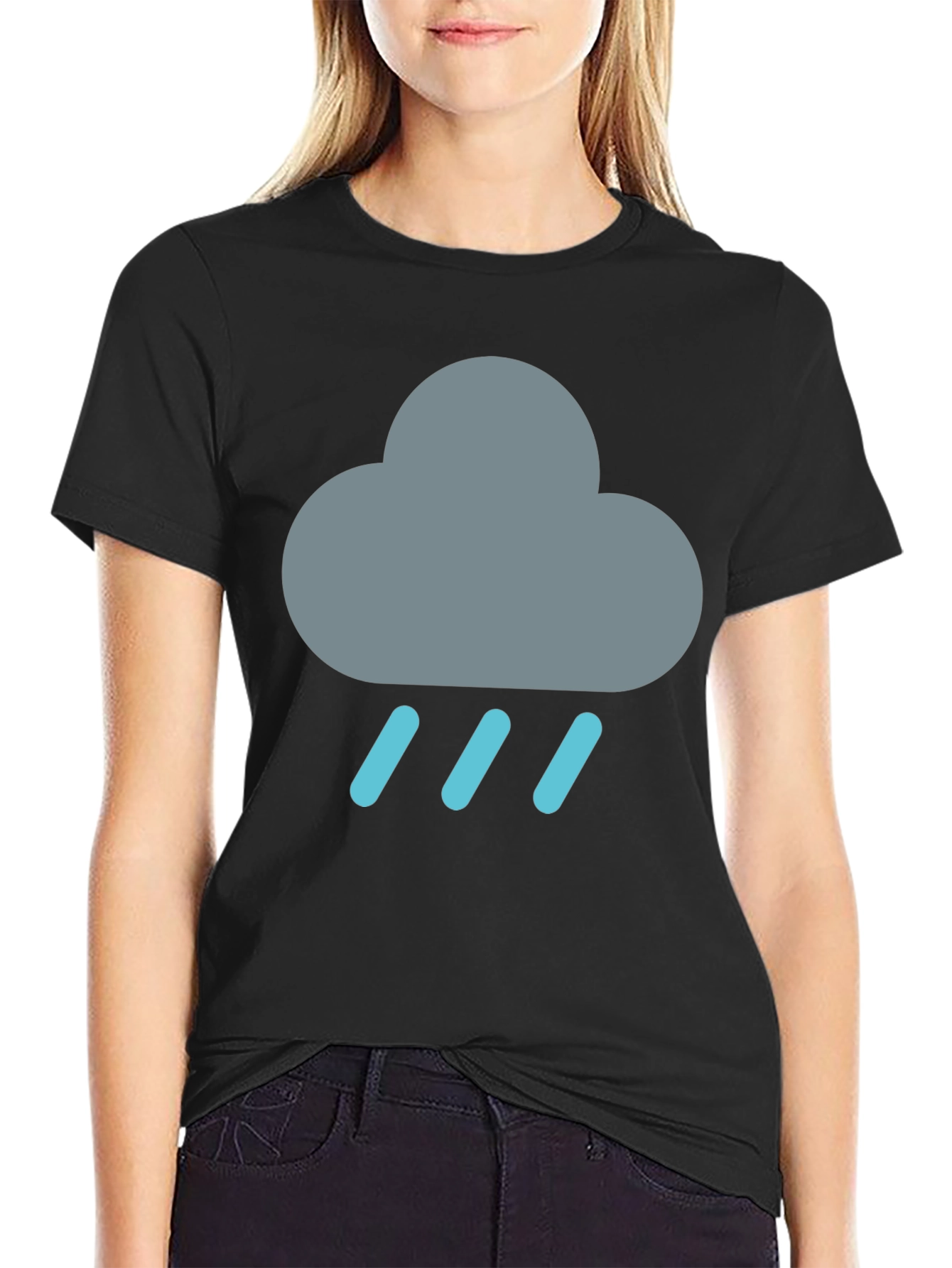 Rainy Cloud Graphic Tee - Black Cotton T-Shirt