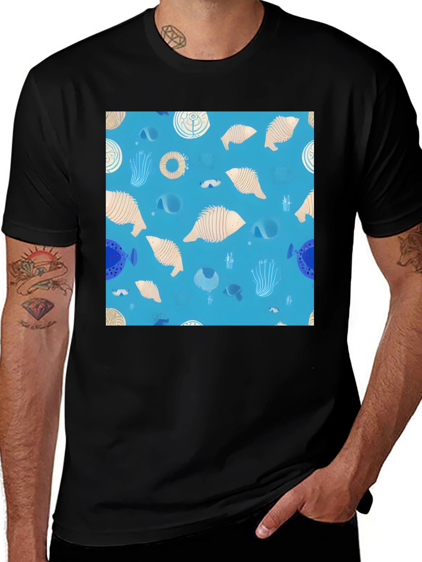 Funky Fish Pattern T-Shirt