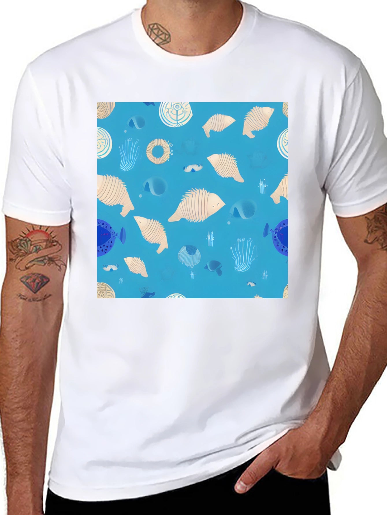 Funky Fish Pattern T-Shirt