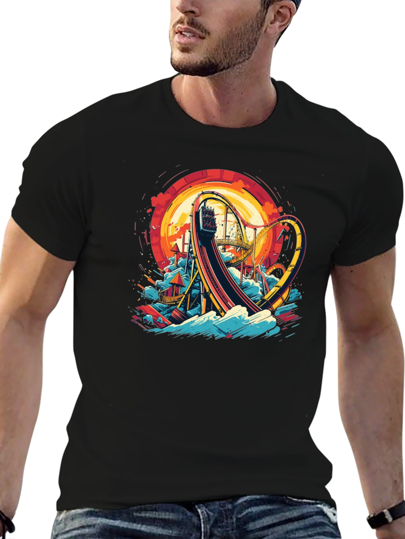 Roller Coaster Graphic T-Shirt - Thrill Ride Tee