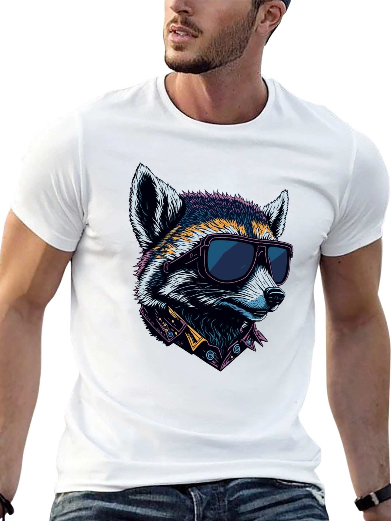 Cool Raccoon Graphic Tee - Black