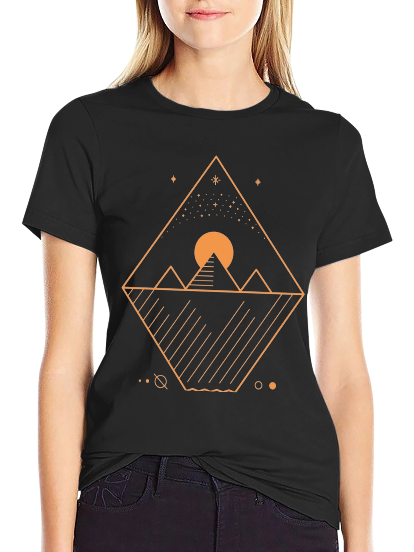 Geometric Pyramid Graphic Tee - Mens Black T-Shirt