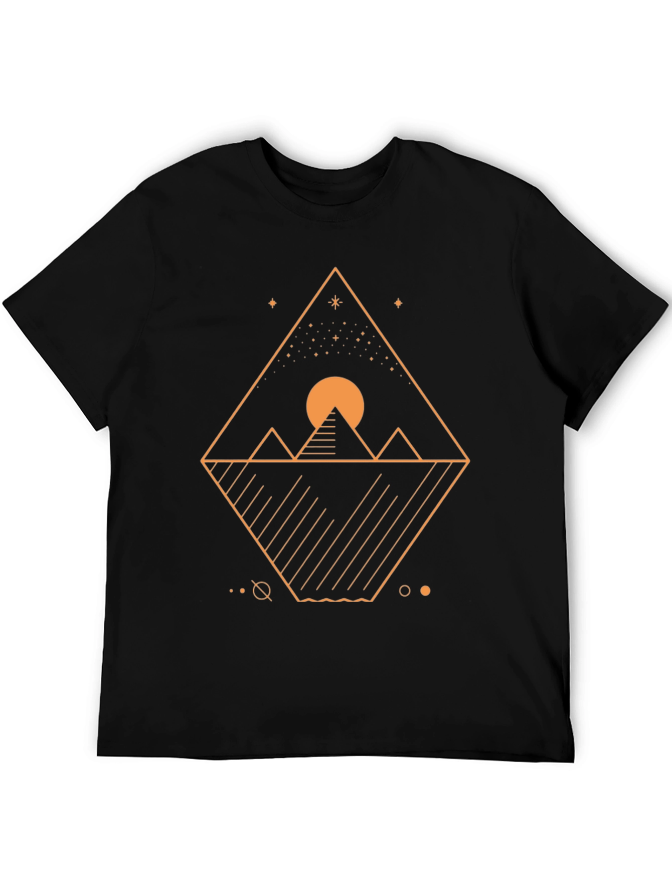 Geometric Pyramid Graphic Tee - Mens Black T-Shirt