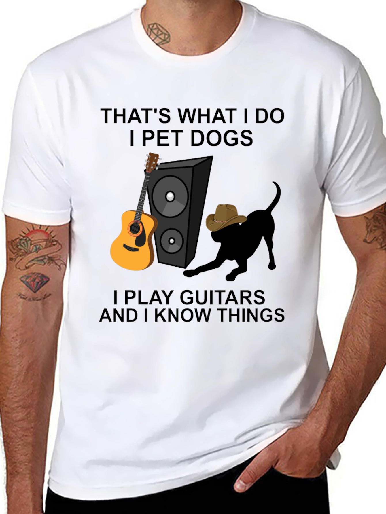 Dog Petting Guitar Player T-Shirt