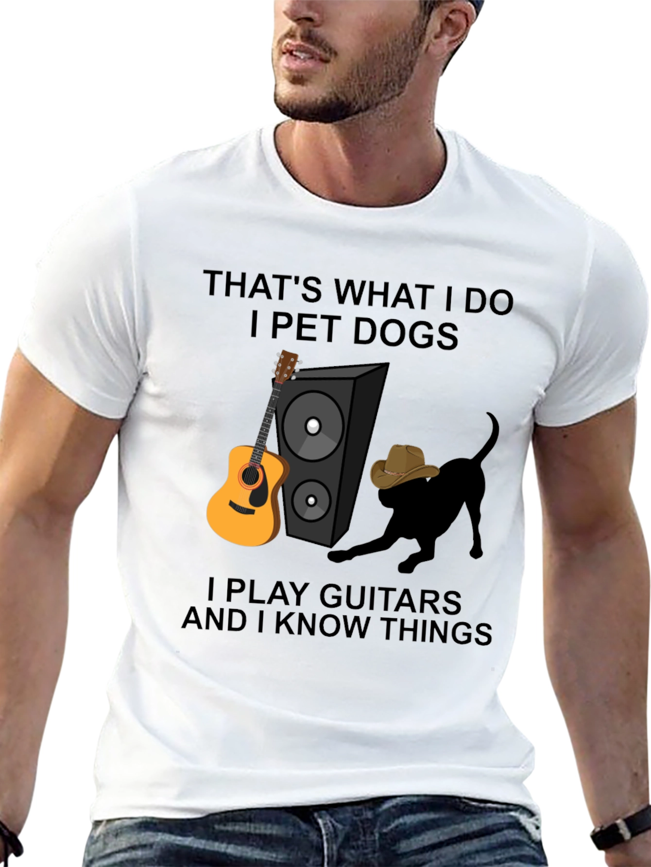 Dog Petting Guitar Player T-Shirt