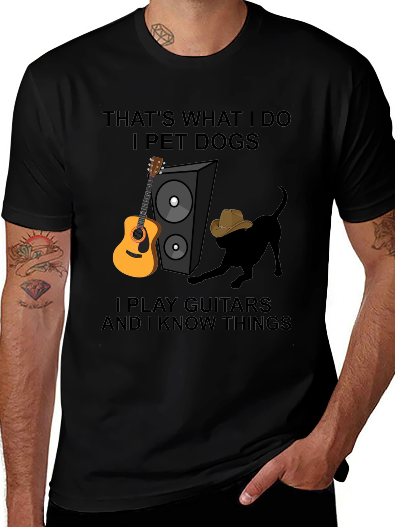 Dog Petting Guitar Player T-Shirt