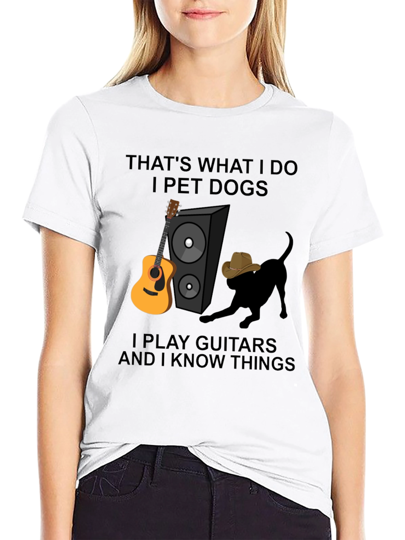 Dog Petting Guitar Player T-Shirt