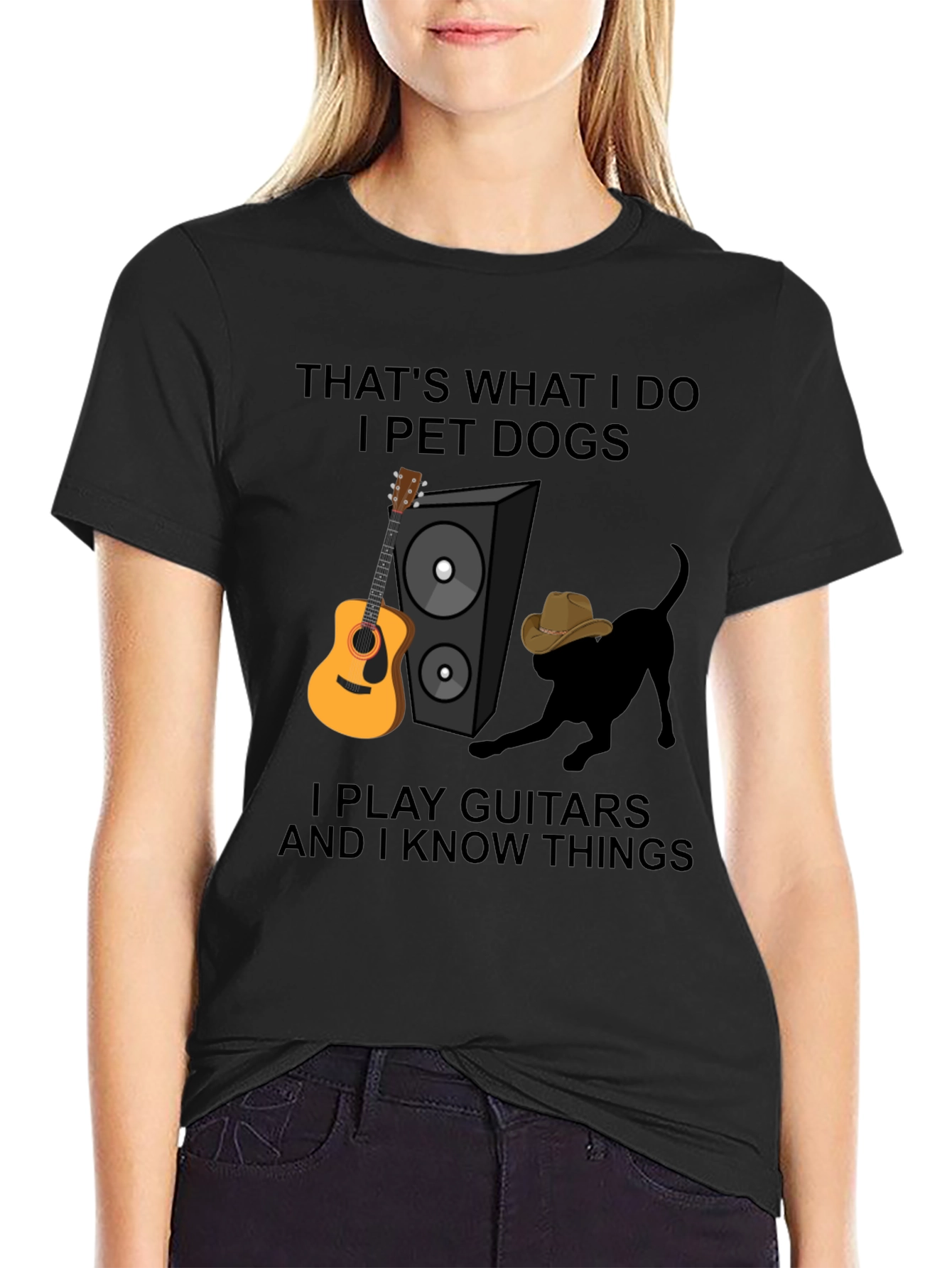 Dog Petting Guitar Player T-Shirt