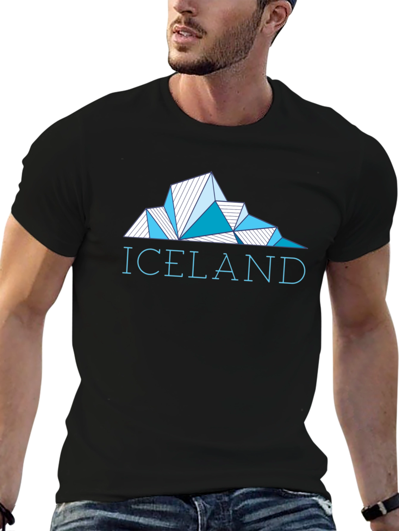 Iceland Geometric Graphic Tee - Mens Black T-Shirt