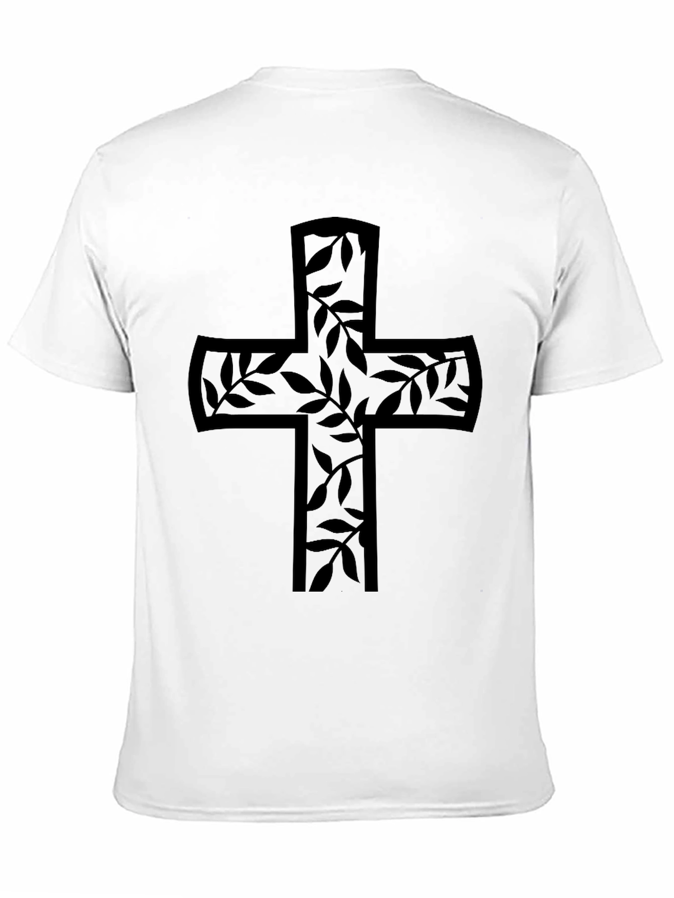 Floral Cross Graphic Black T-Shirt