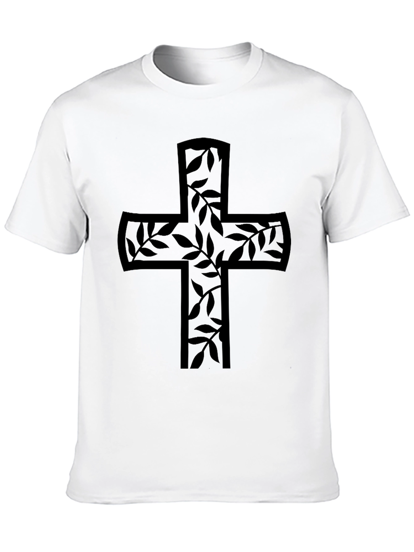Floral Cross Graphic Black T-Shirt