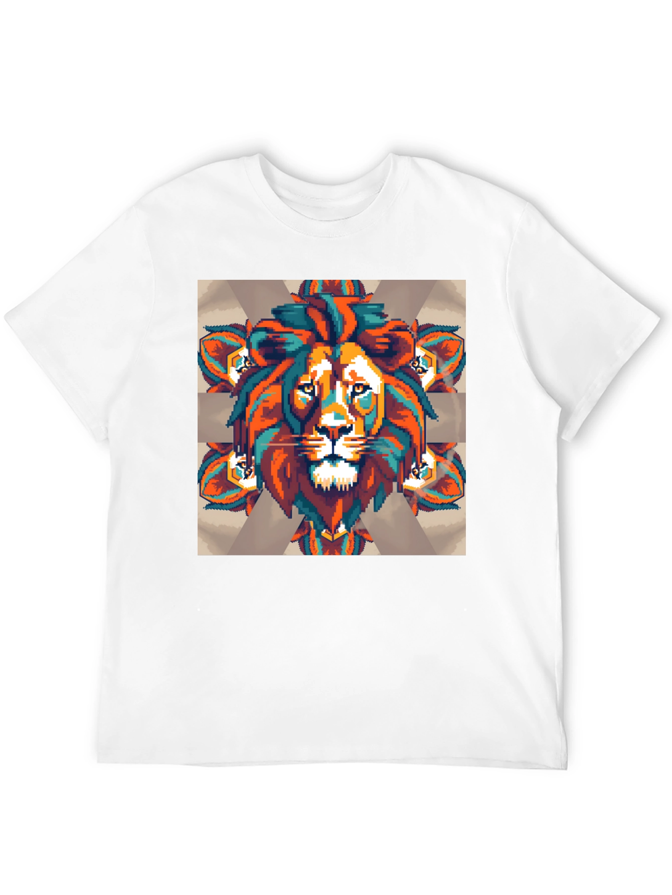 Pixel Lion Graphic Tee - Black Cotton Blend
