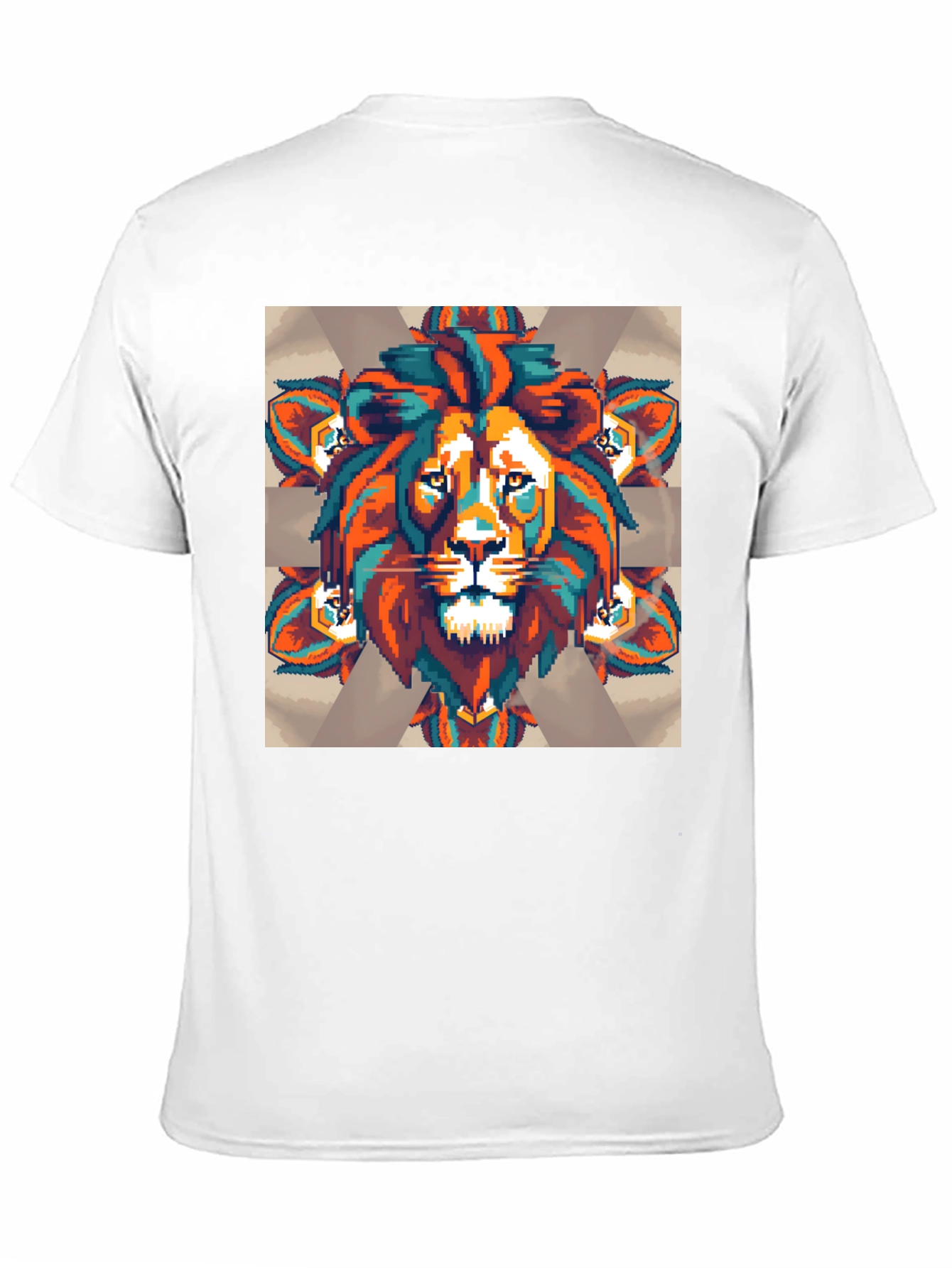 Pixel Lion Graphic Tee - Black Cotton Blend