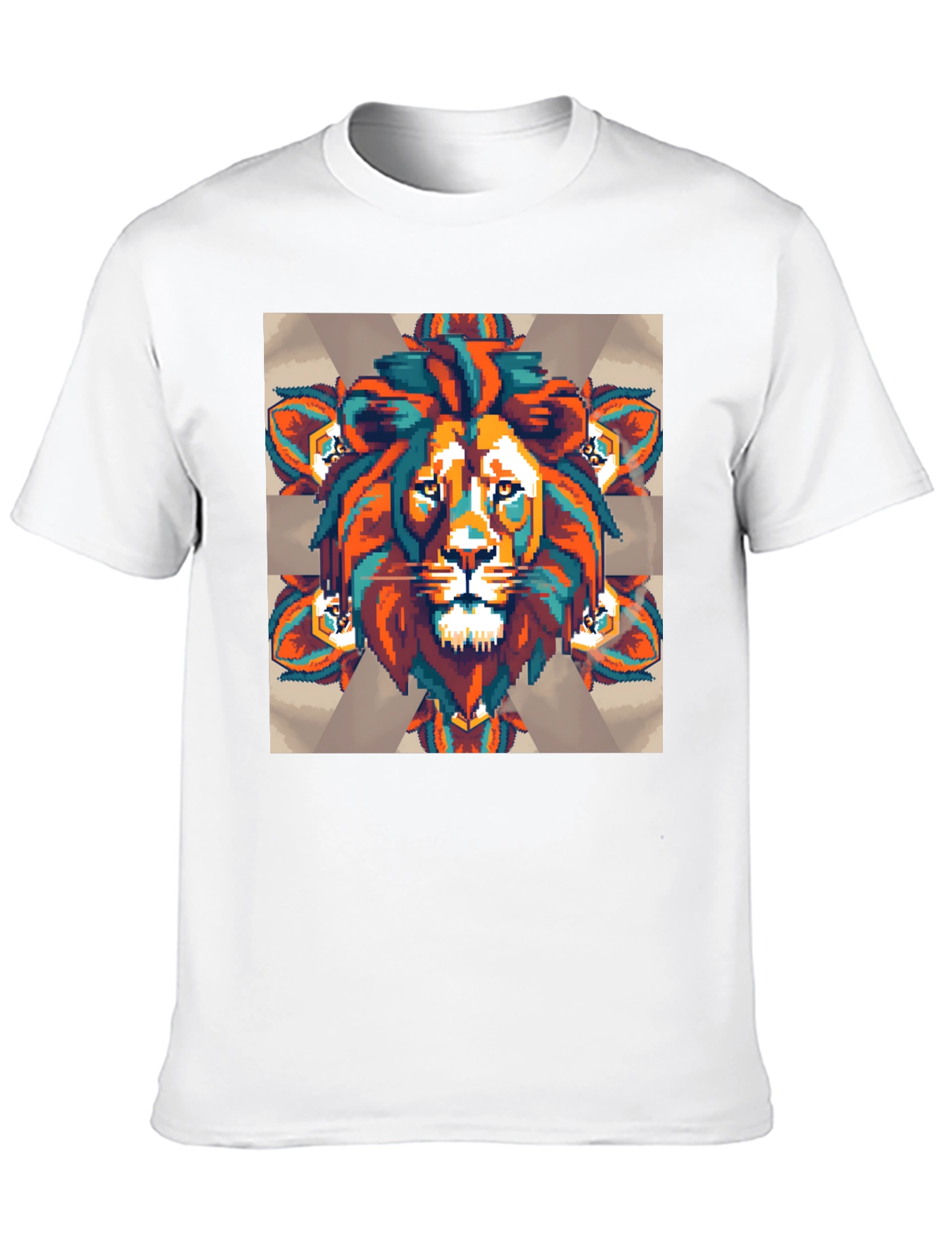 Pixel Lion Graphic Tee - Black Cotton Blend